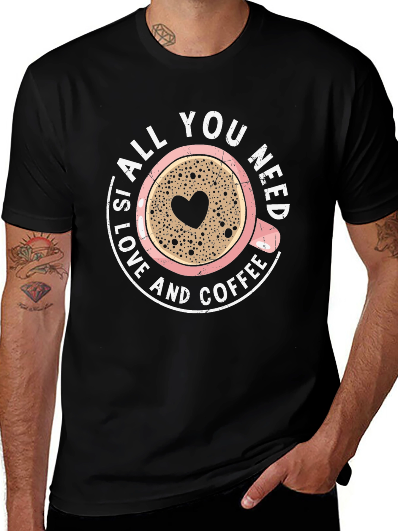 Love and Coffee Graphic Tee - Black
