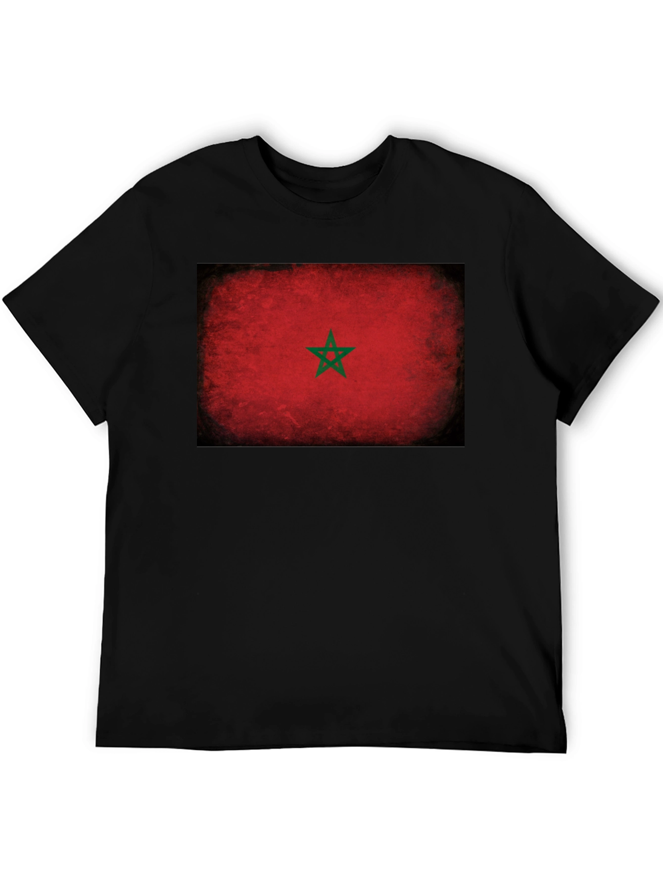 Morocco Flag T-Shirt - Distressed Grunge Look