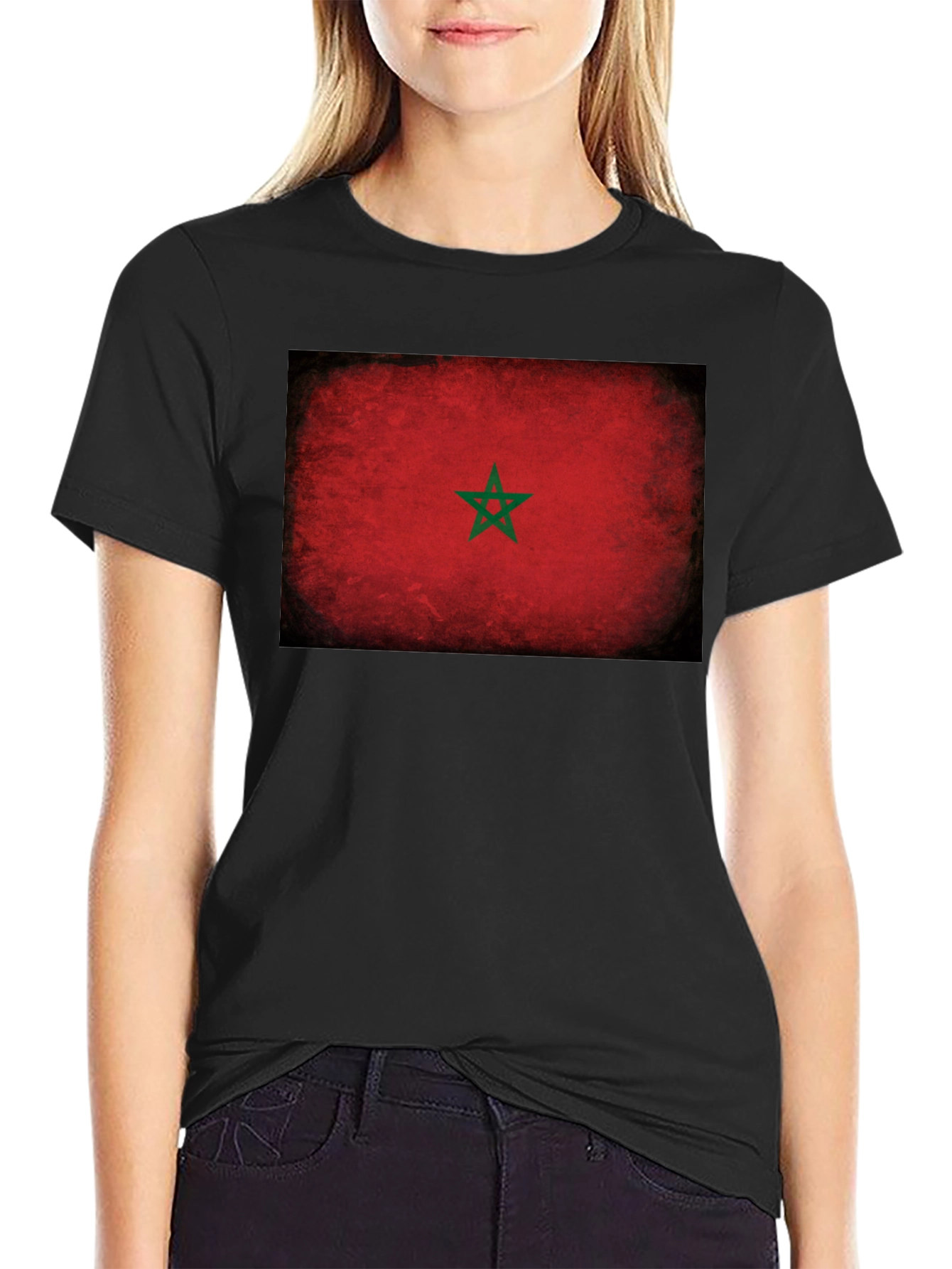 Morocco Flag T-Shirt - Distressed Grunge Look