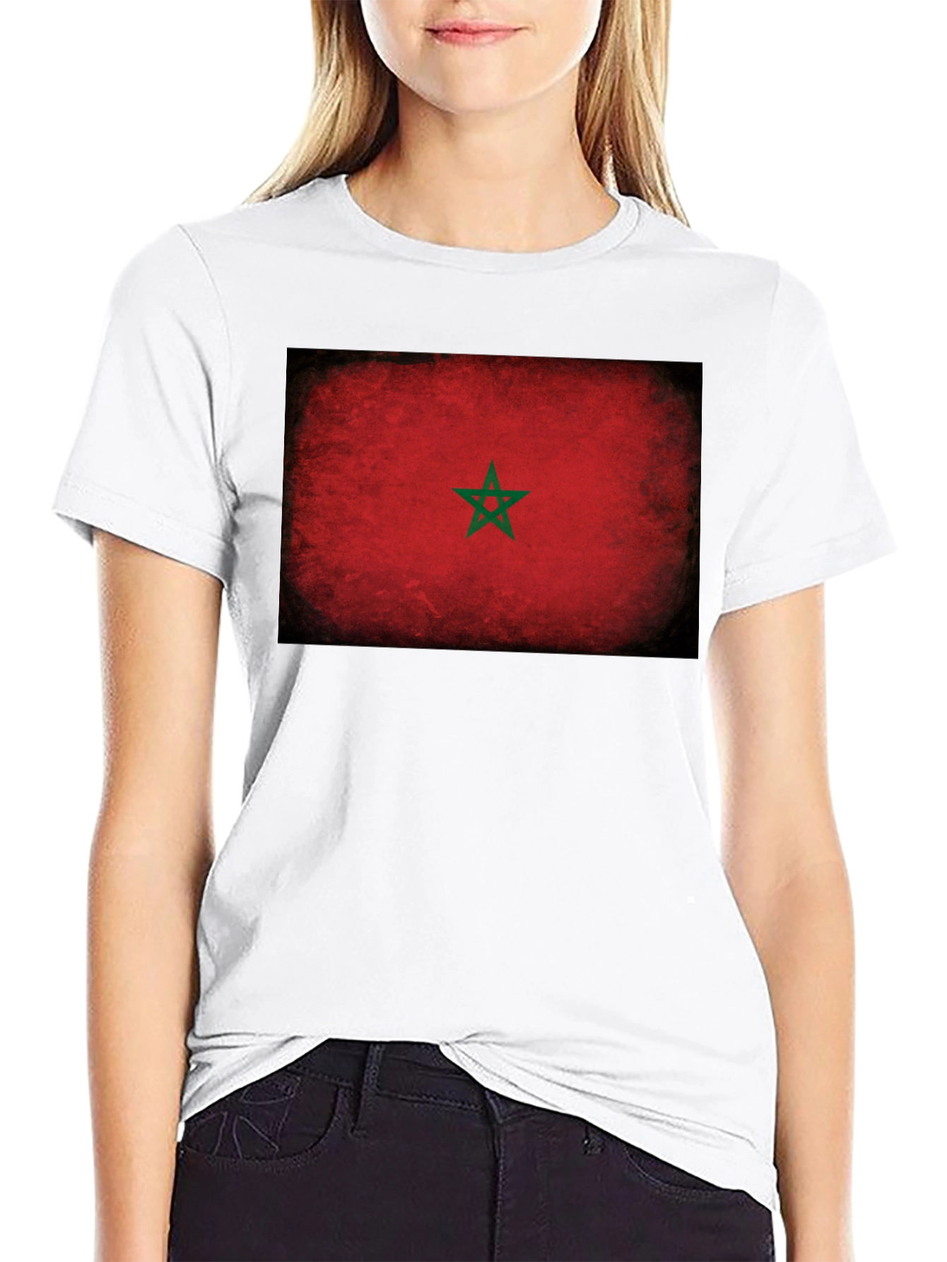 Morocco Flag T-Shirt - Distressed Grunge Look