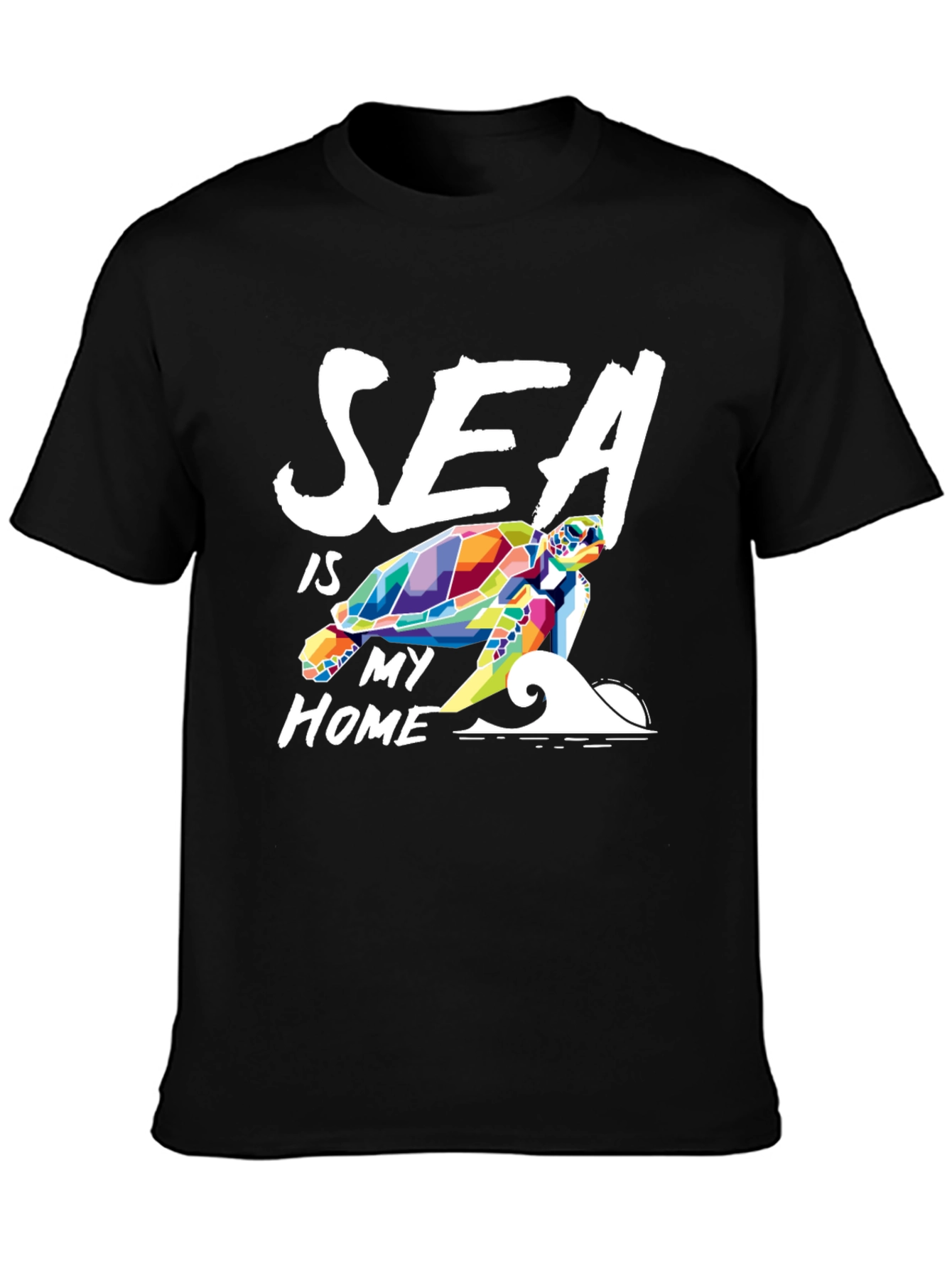 Sea Is My Home Turtle Graphic Tee - Black