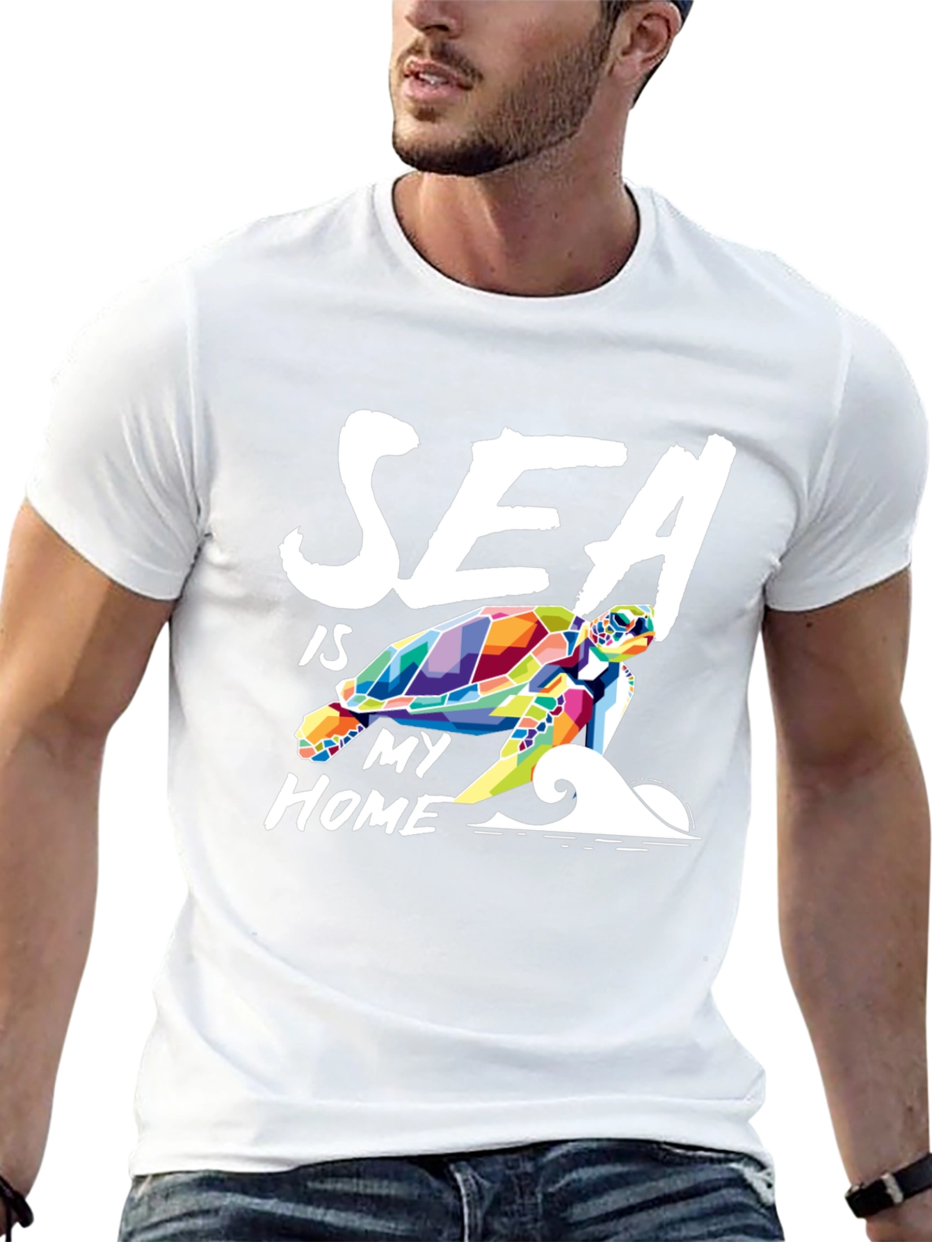 Sea Is My Home Turtle Graphic Tee - Black