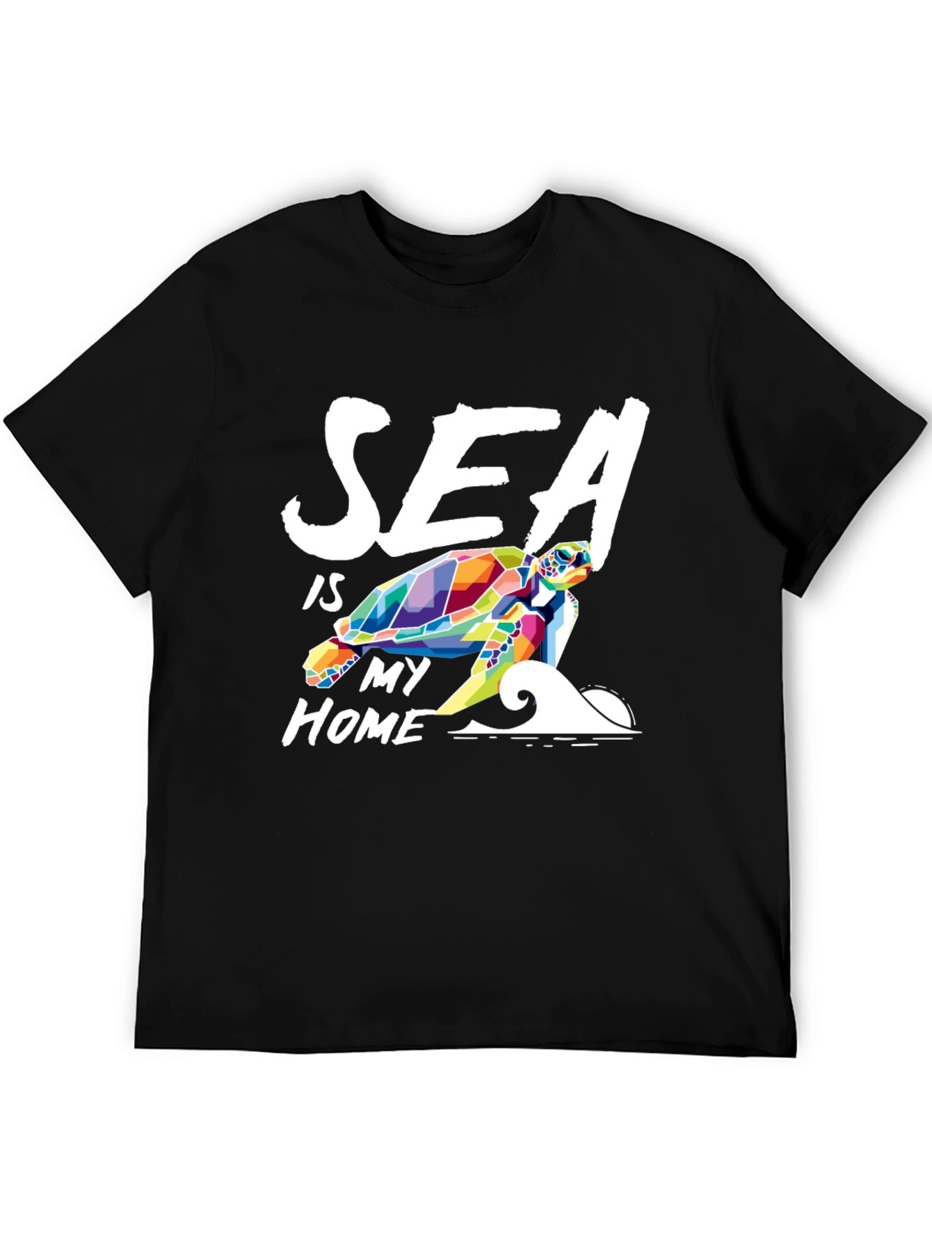Sea Is My Home Turtle Graphic Tee - Black