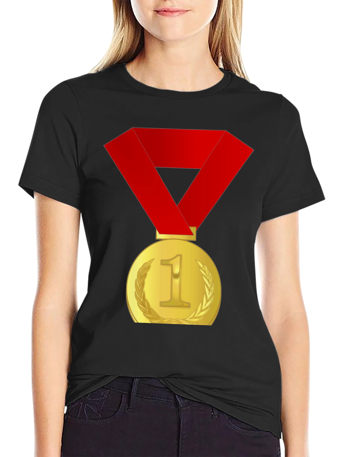 Winners Medal Graphic Tee - Black Cotton T-Shirt