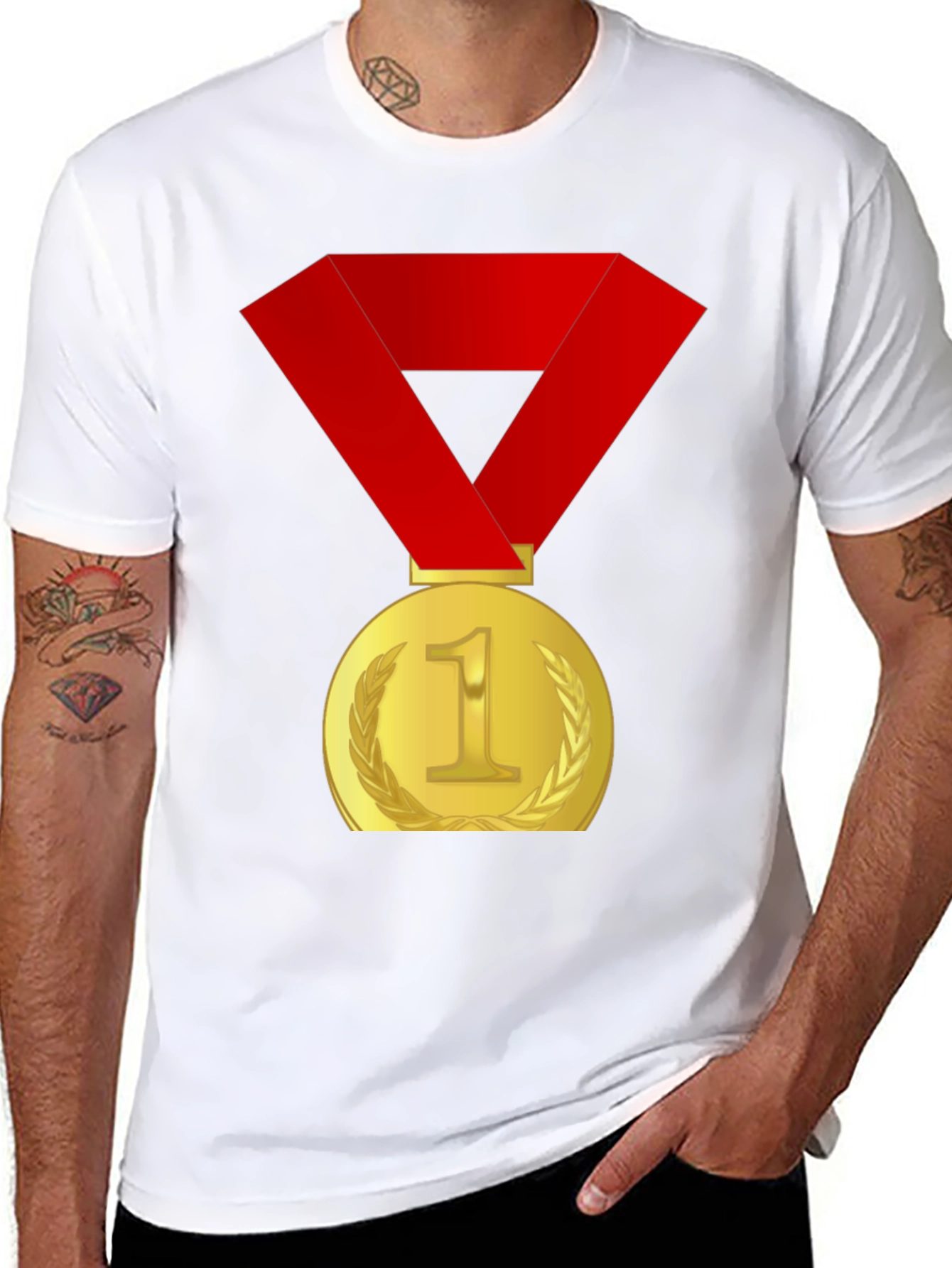Winners Medal Graphic Tee - Black Cotton T-Shirt