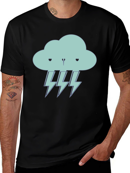 Cartoon Cloud Lightning Bolt T-Shirt