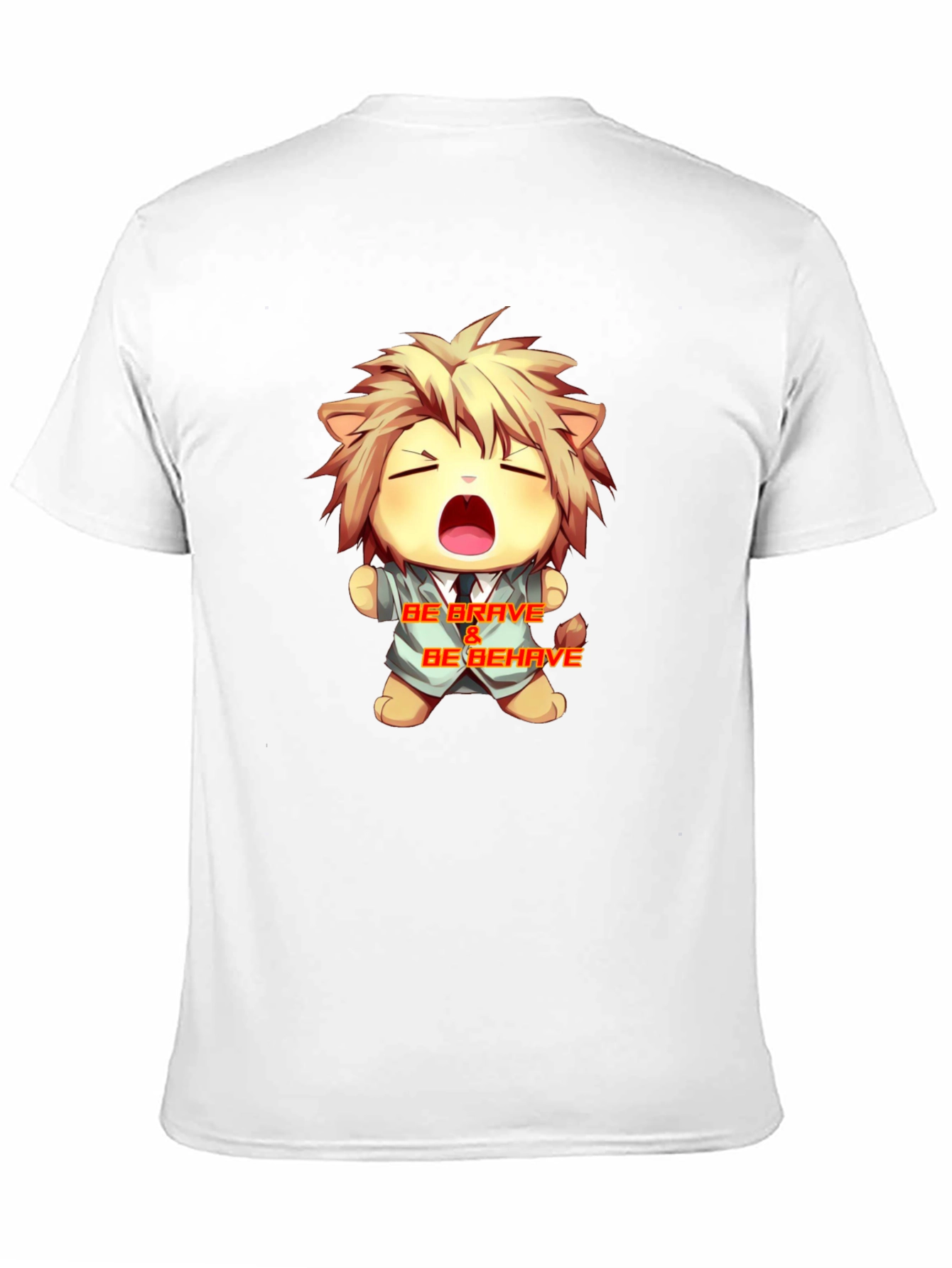 Be Brave Cartoon Lion Graphic Tee - Black