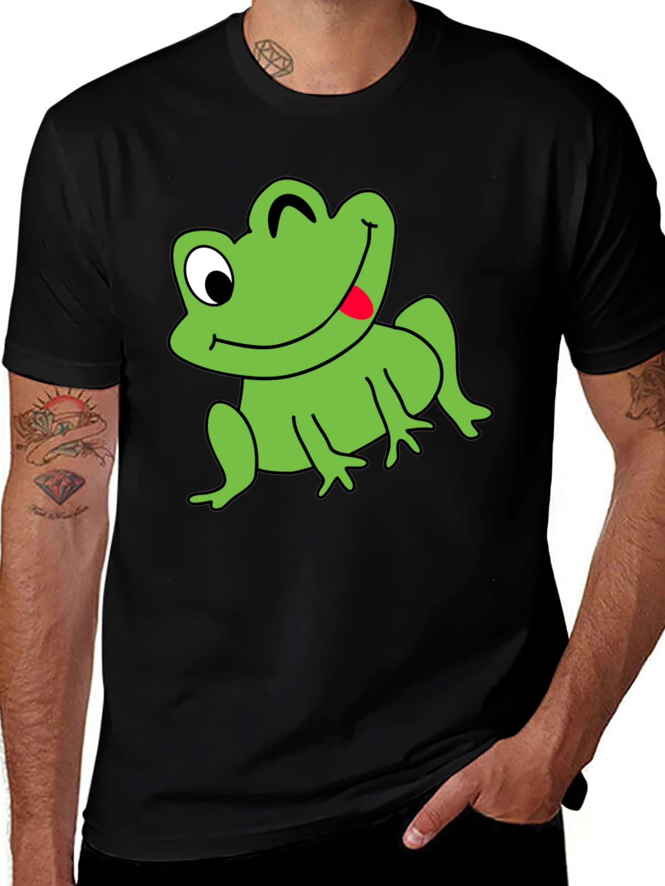 Funny Frog Graphic Tee - Mens Black T-Shirt