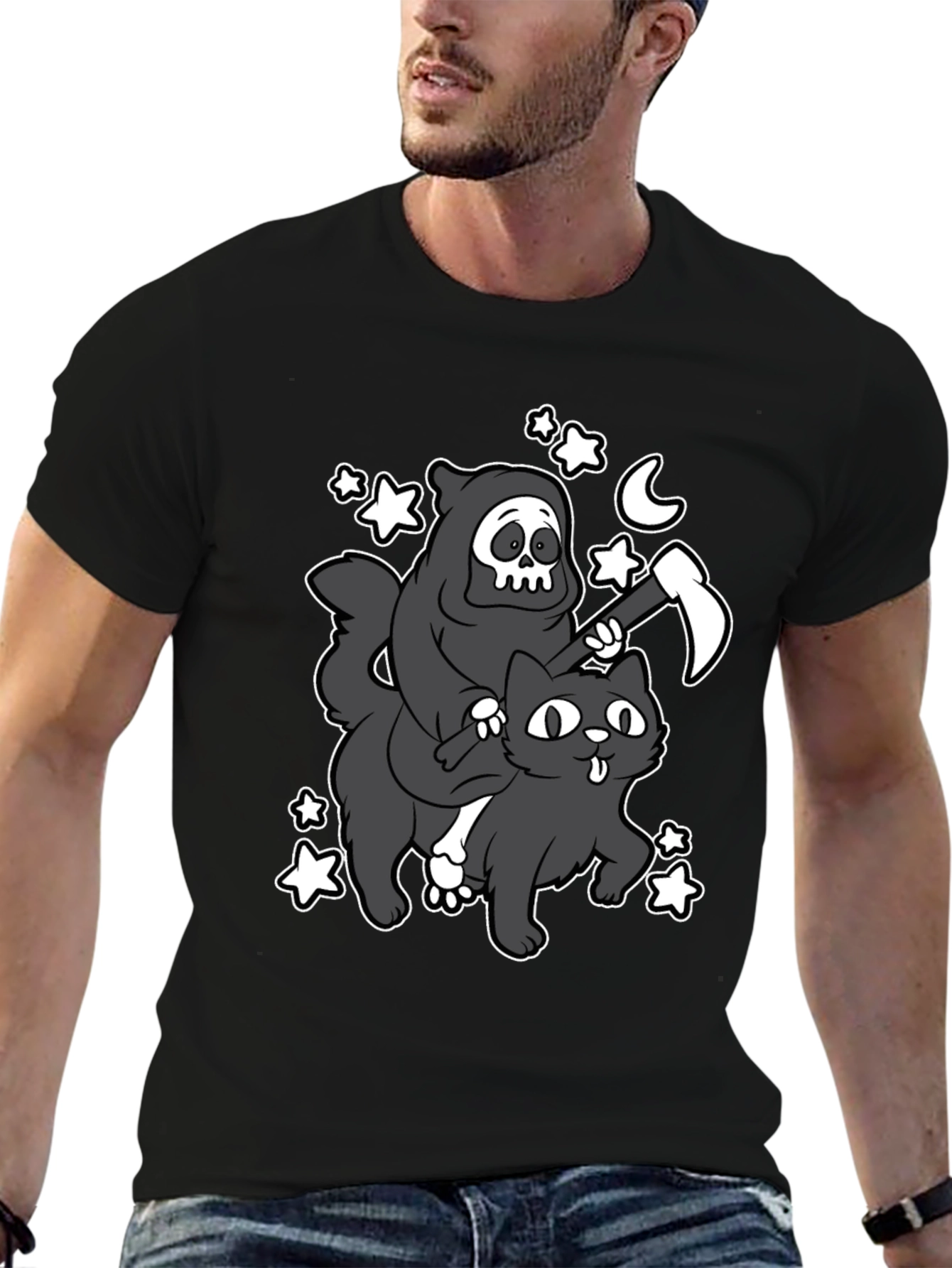 Grim Reaper Cat Ride T-Shirt