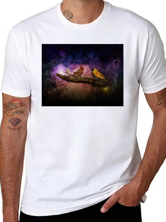 Cosmic Birds T-Shirt: Unique Galaxy Design