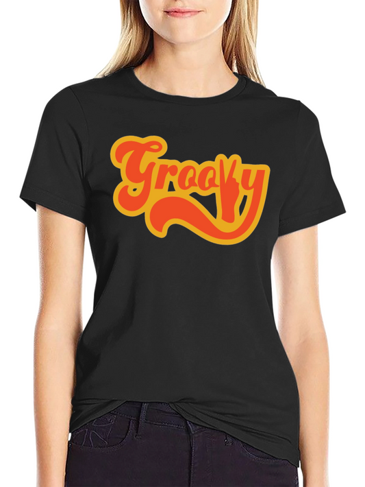 Groovy Retro Style Black T-Shirt