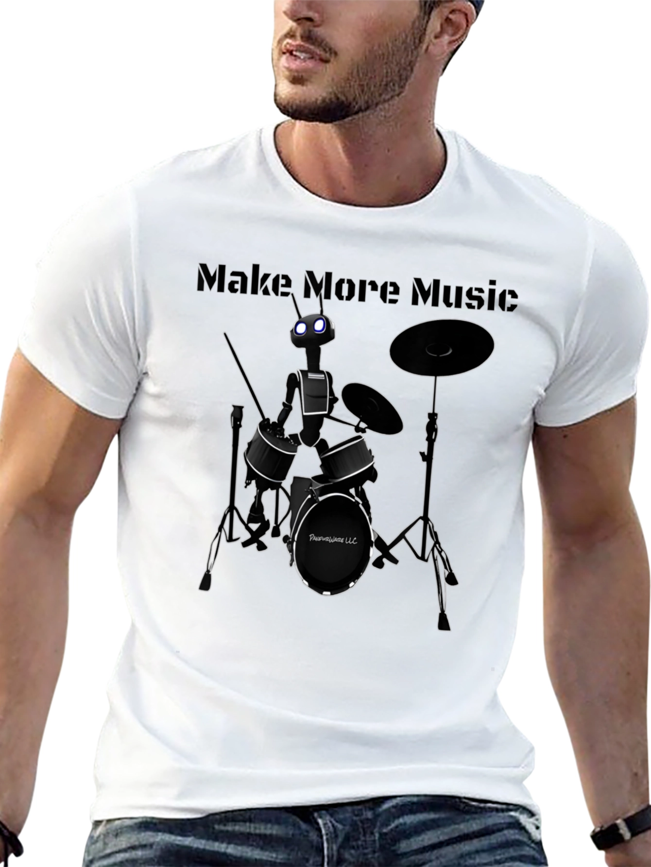 Robot Drummer T-Shirt - Make More Music