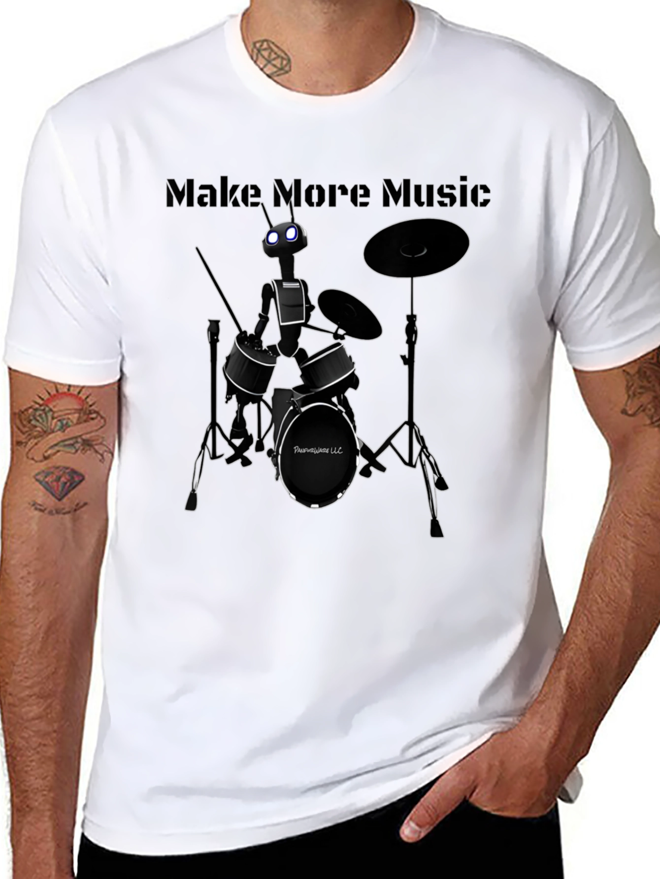 Robot Drummer T-Shirt - Make More Music