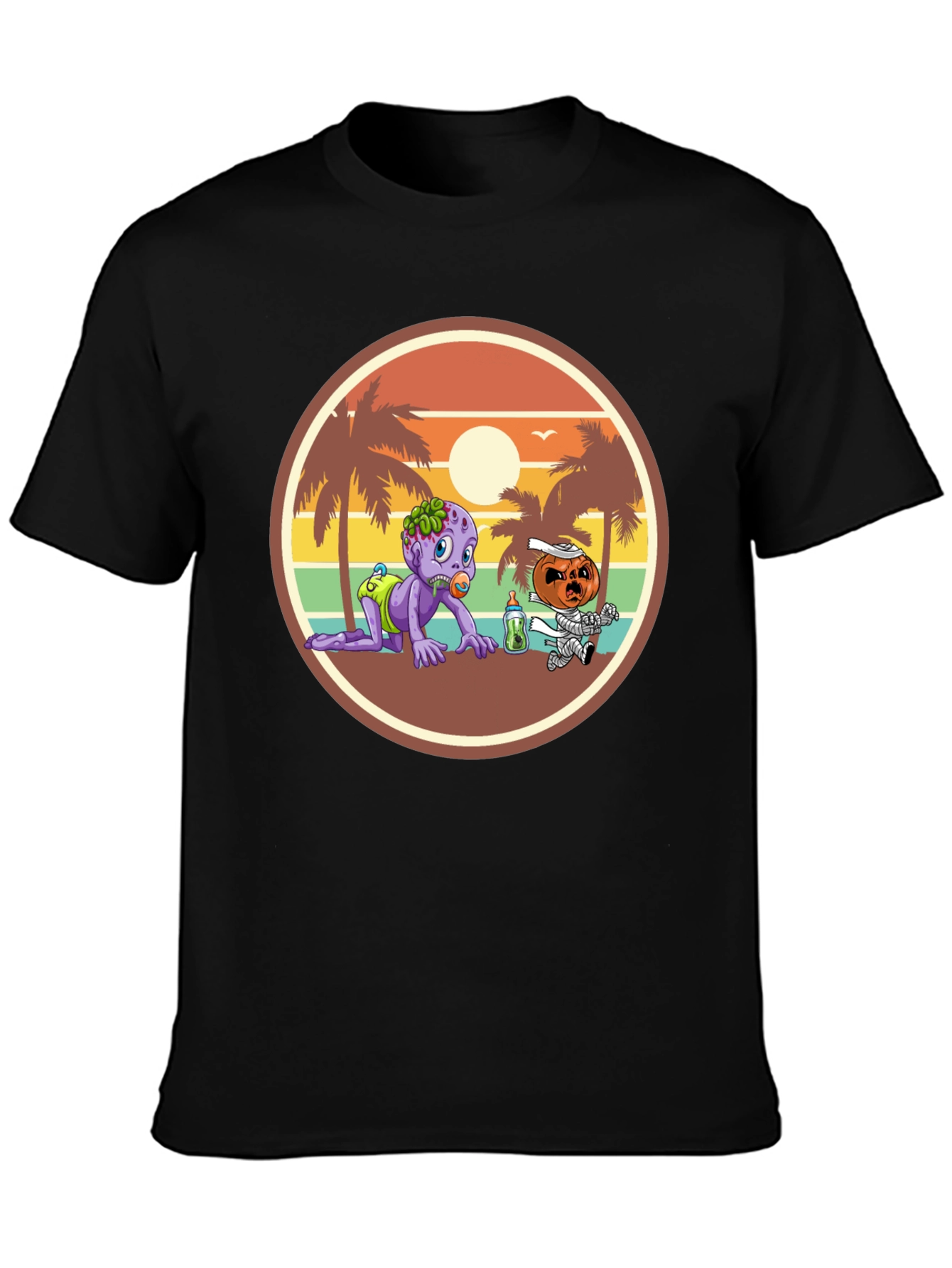 Zombie and Pumpkin Baby Beach T-Shirt