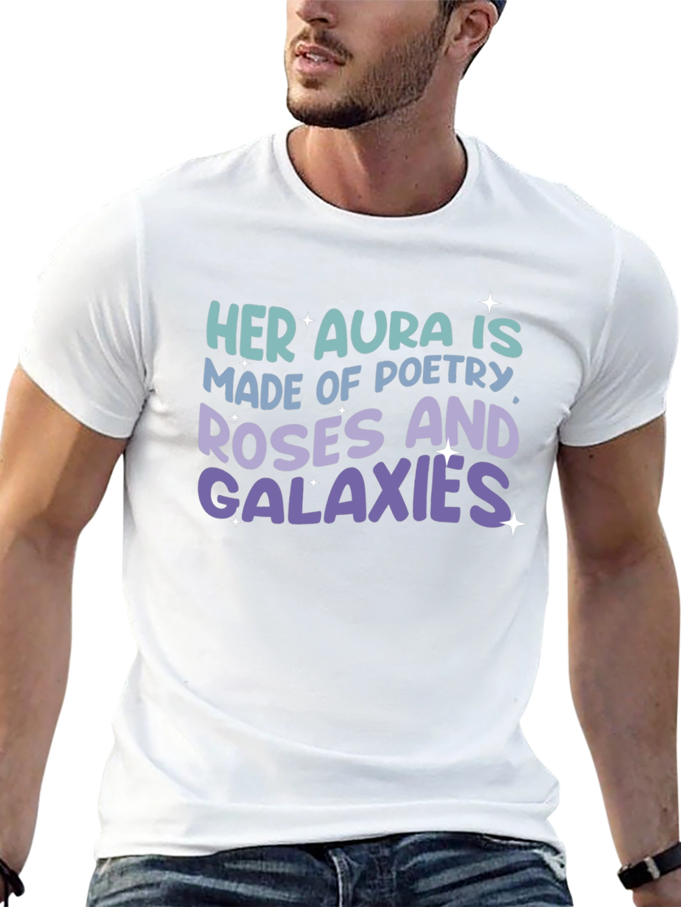 Her Aura Poetry Roses Galaxies T-Shirt