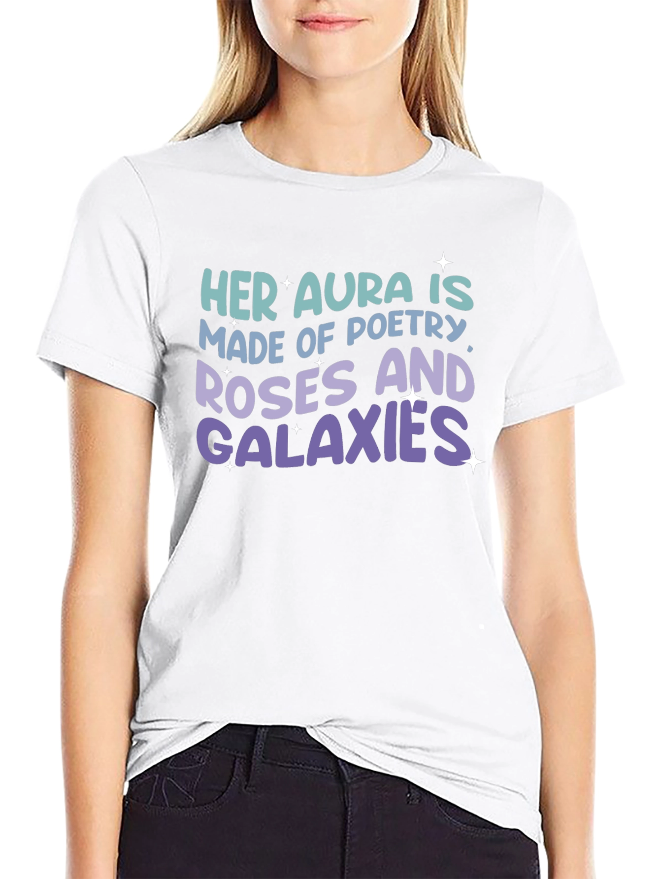 Her Aura Poetry Roses Galaxies T-Shirt
