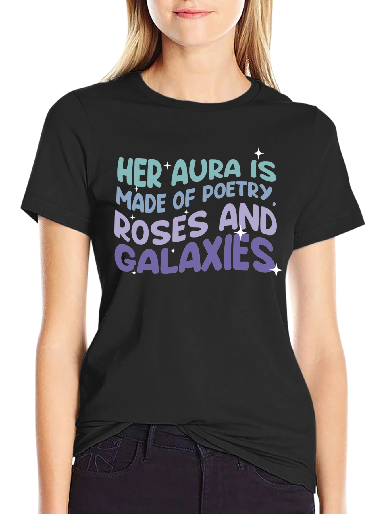 Her Aura Poetry Roses Galaxies T-Shirt