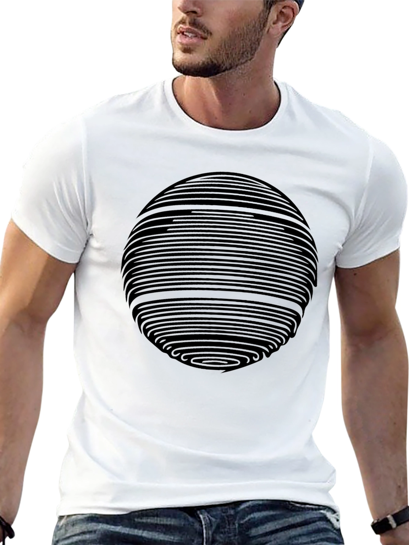 Abstract Circle Graphic Black T-Shirt