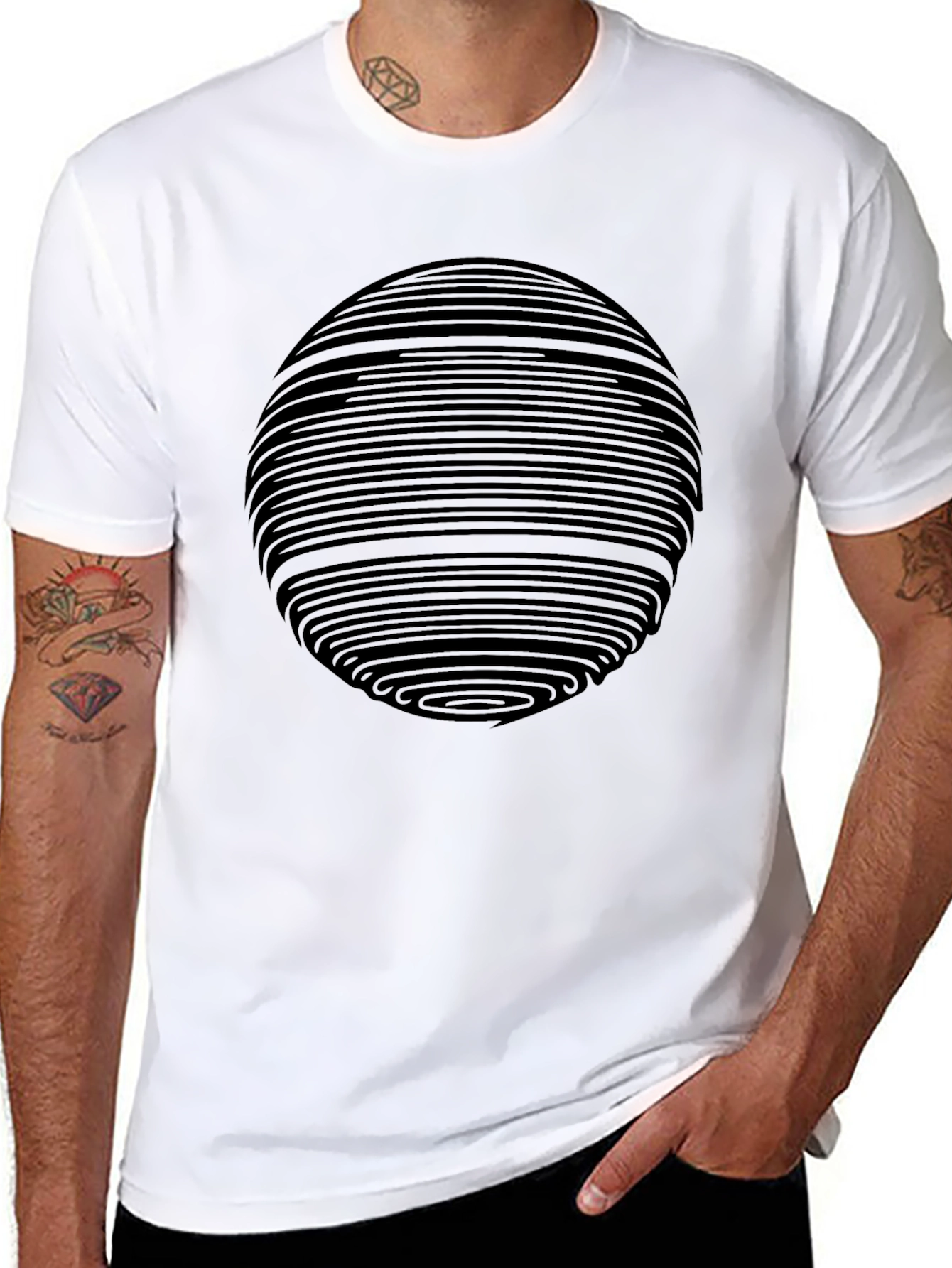 Abstract Circle Graphic Black T-Shirt