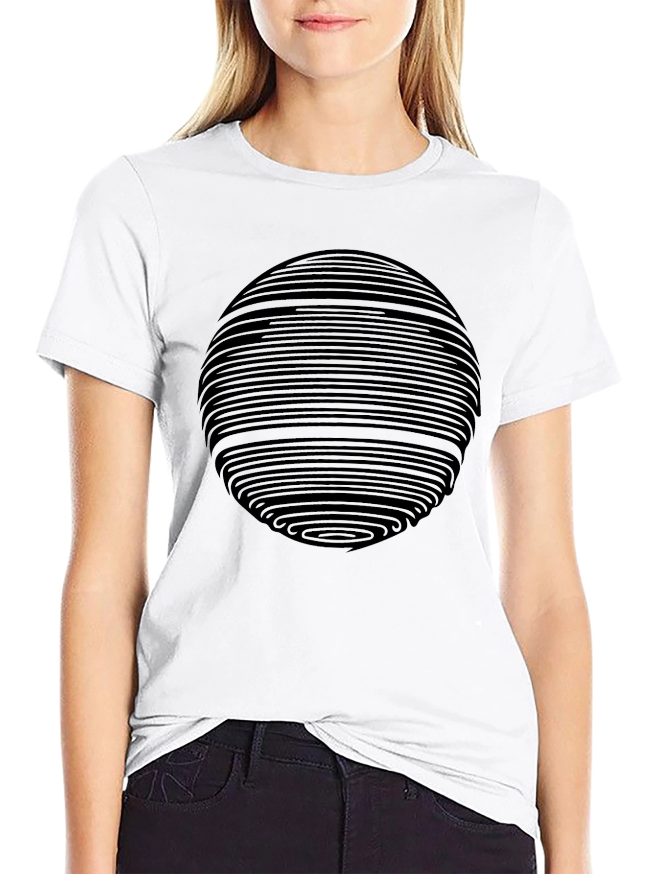 Abstract Circle Graphic Black T-Shirt
