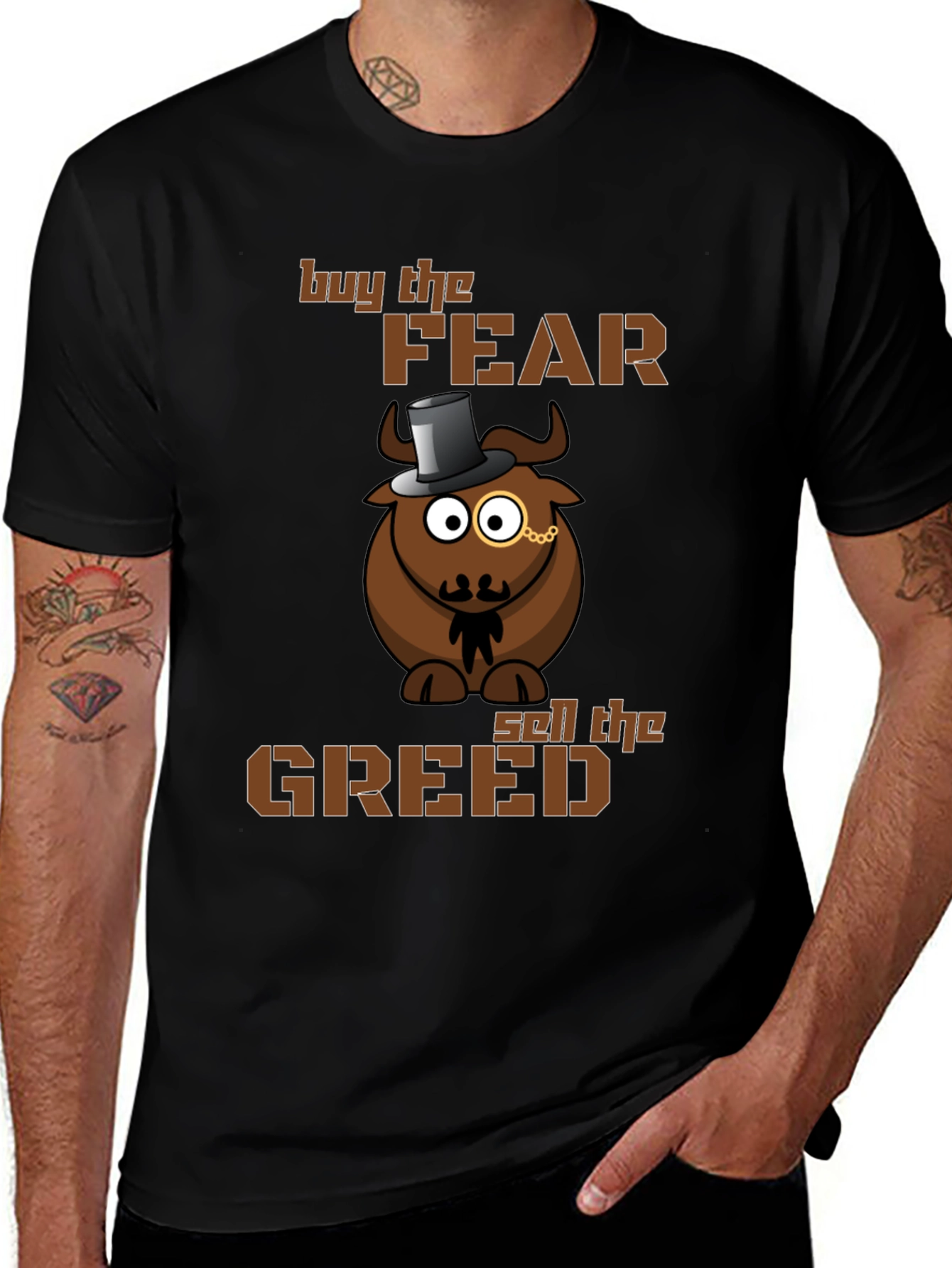 Buy Fear Sell Greed Bull T-Shirt