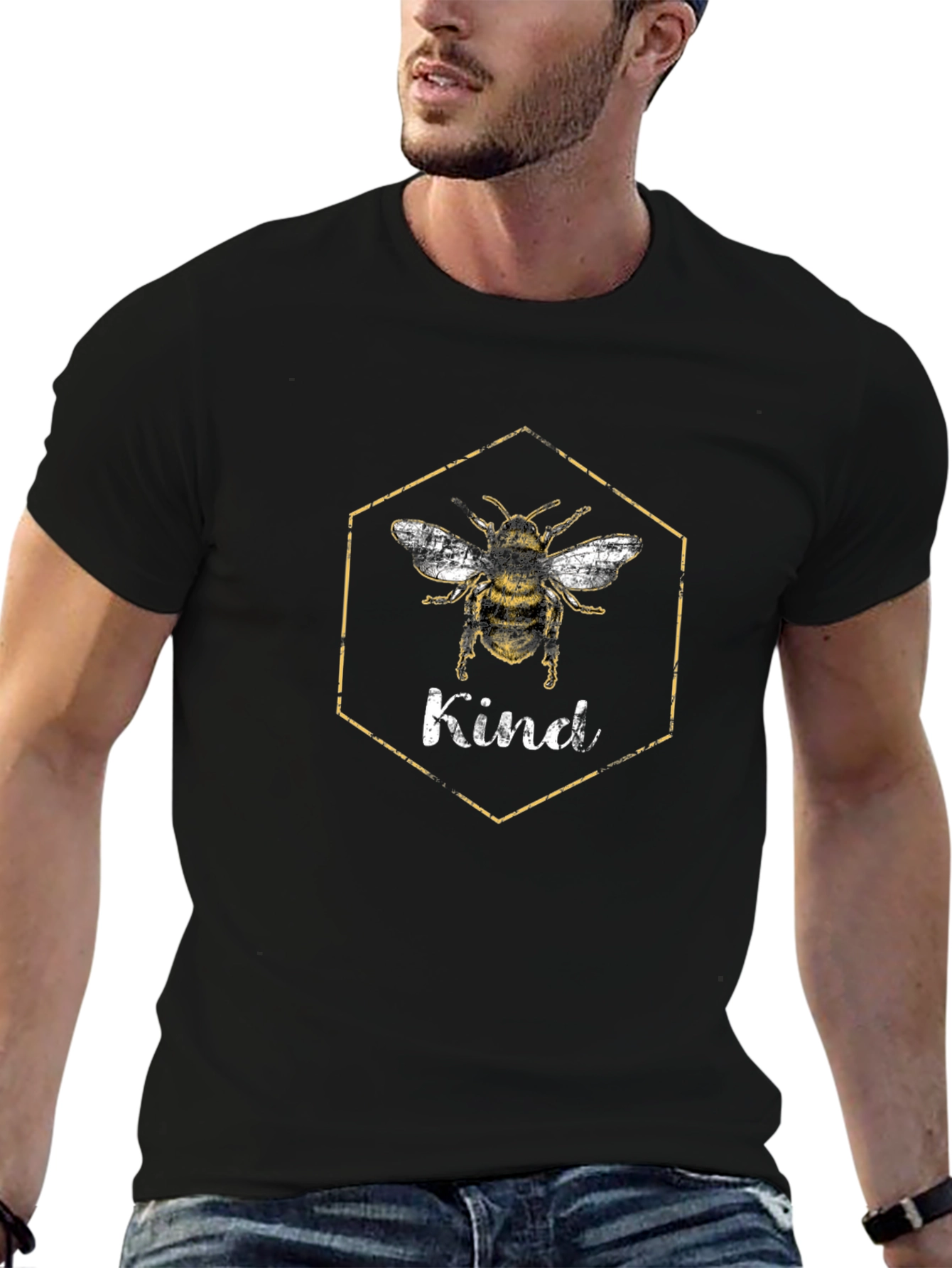 Kind Bee Graphic Tee - Black Cotton T-Shirt