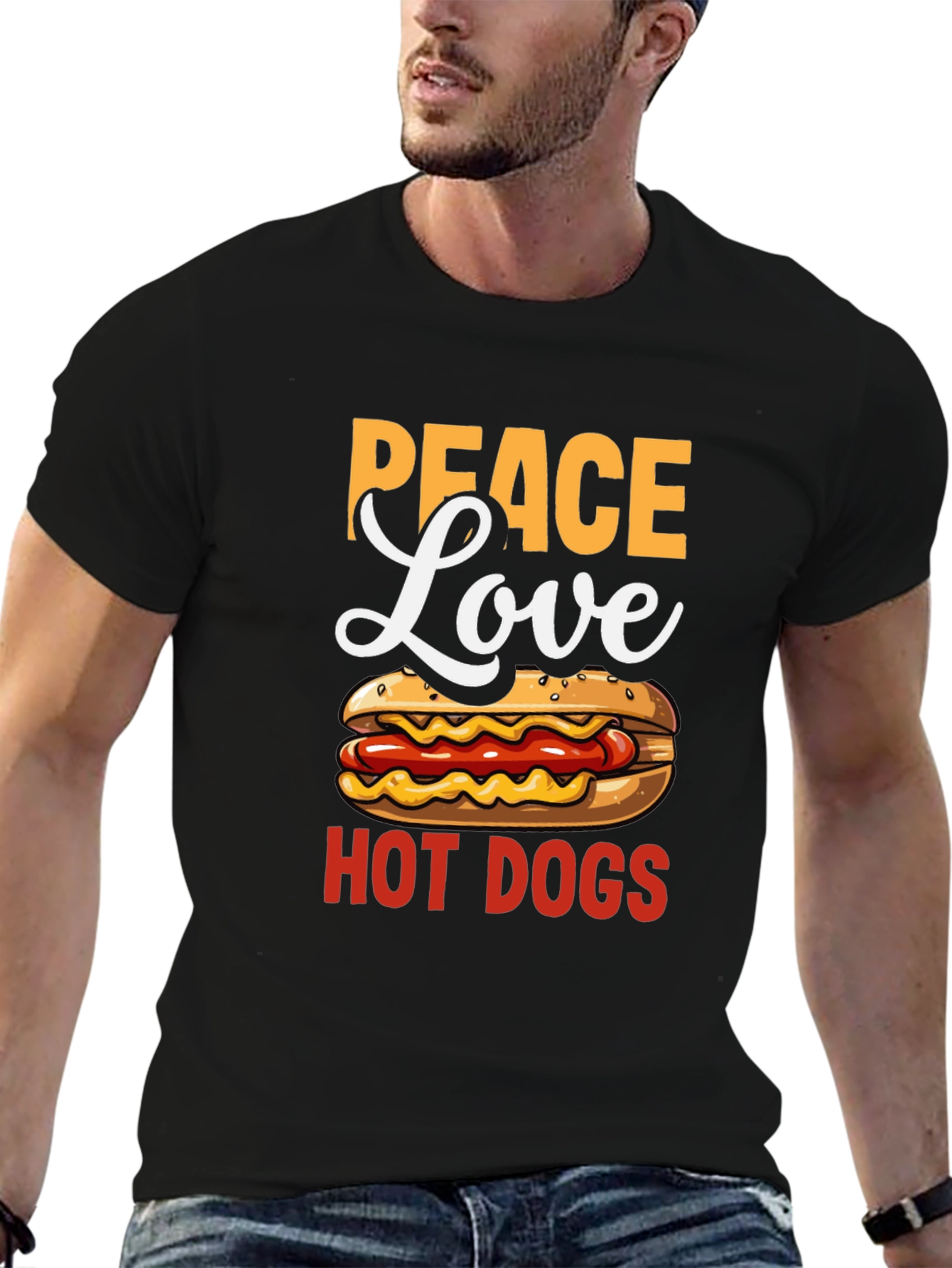 Peace Love Hot Dogs T-Shirt - Novelty Graphic Tee