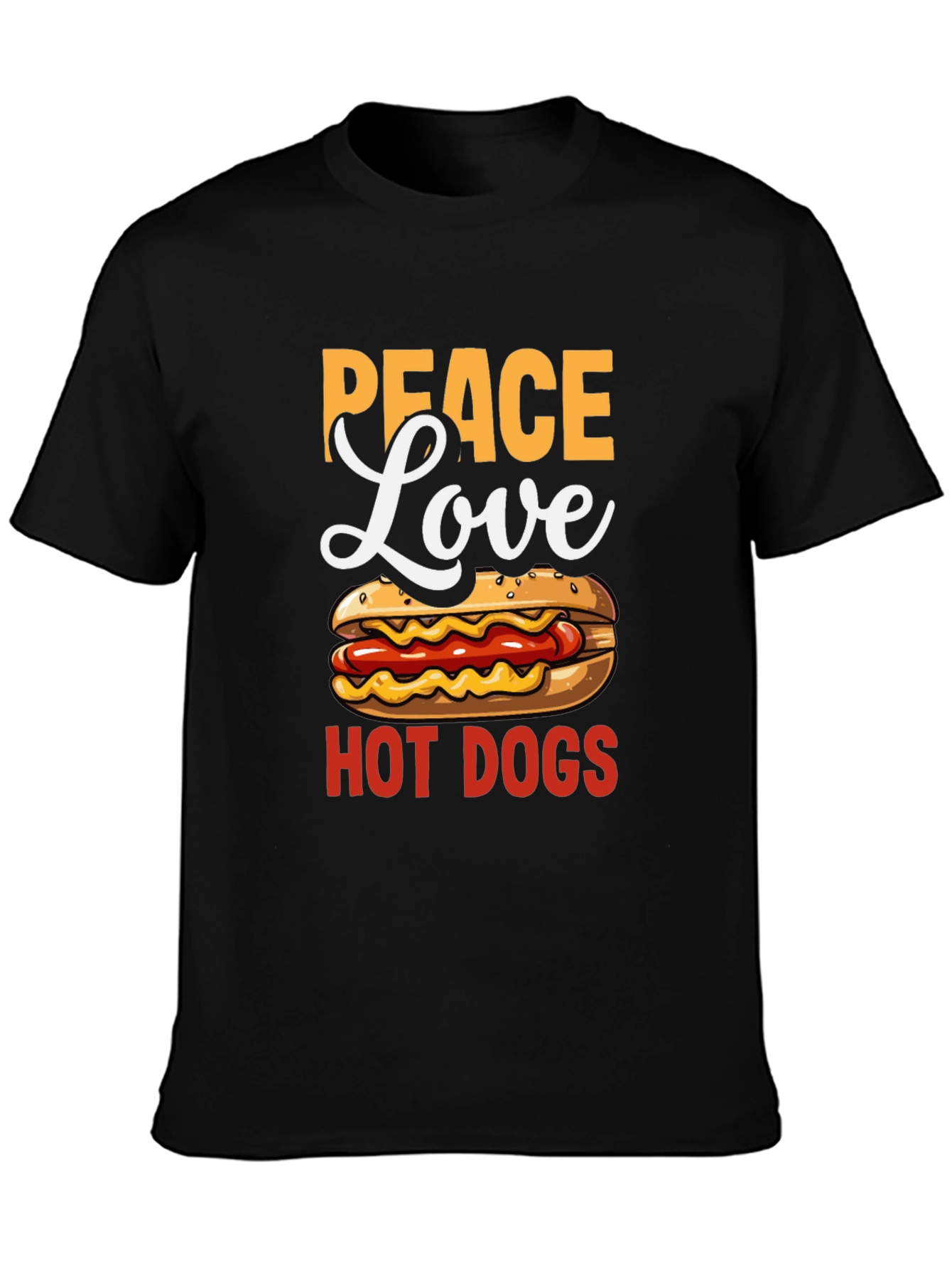Peace Love Hot Dogs T-Shirt - Novelty Graphic Tee
