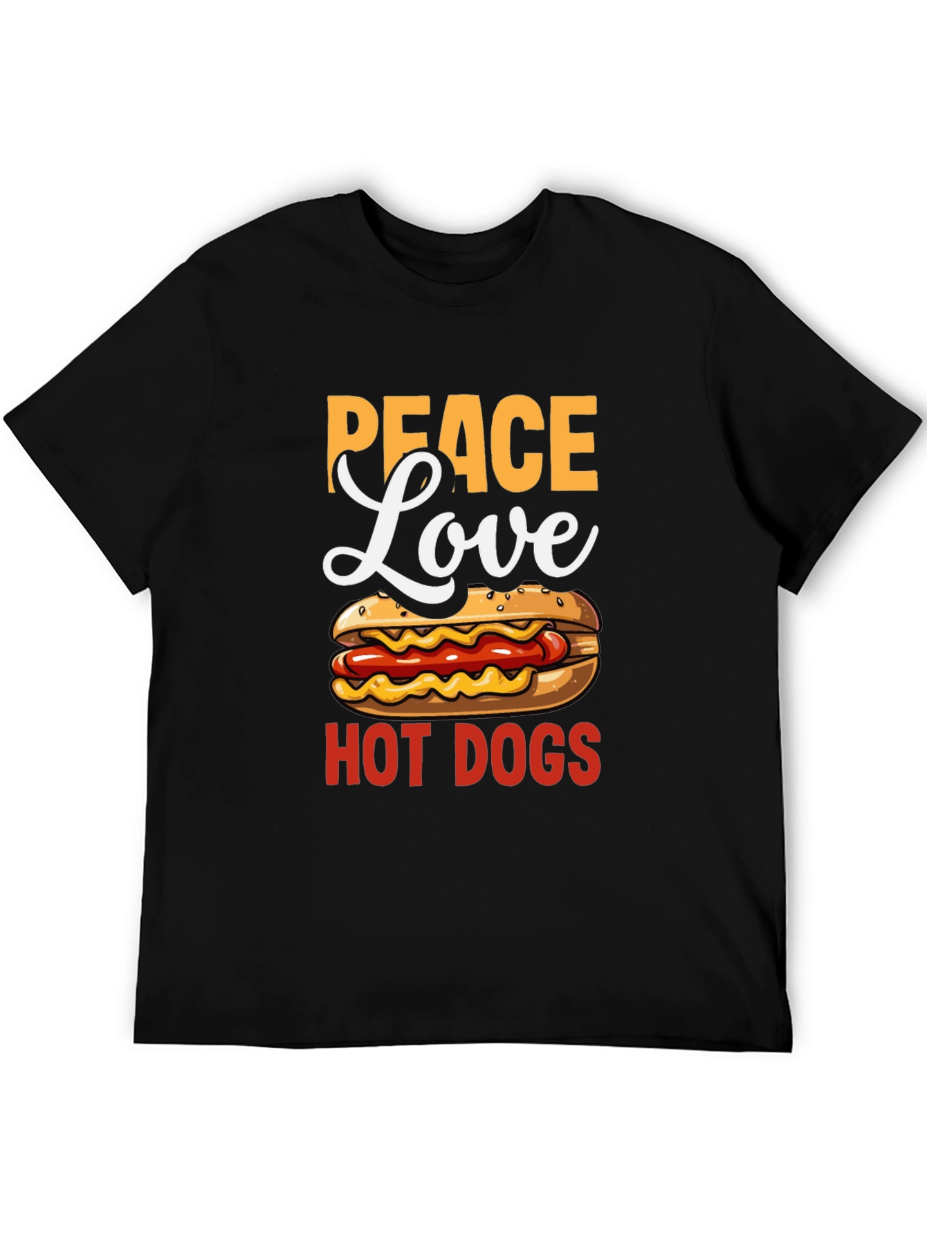Peace Love Hot Dogs T-Shirt - Novelty Graphic Tee