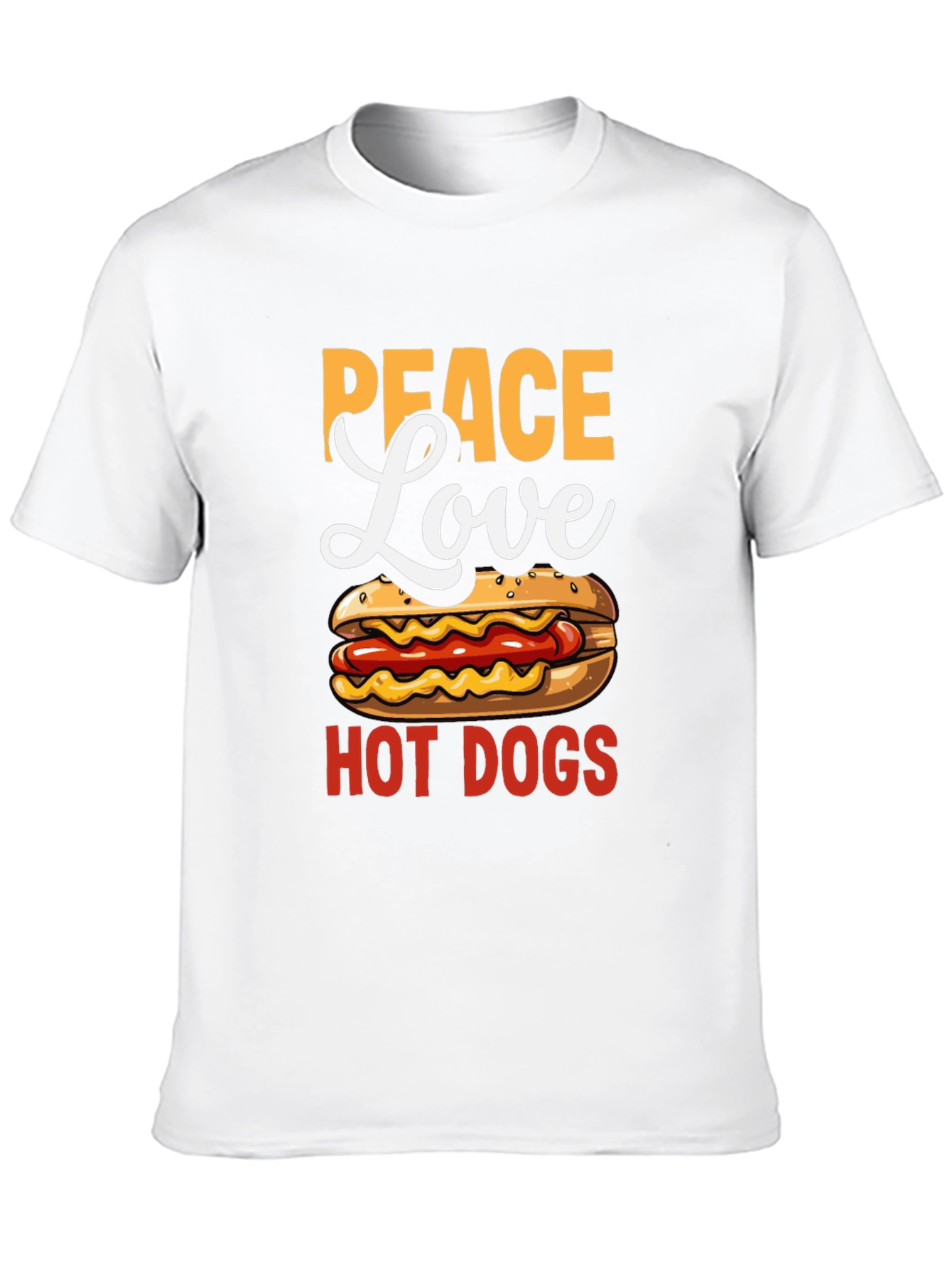 Peace Love Hot Dogs T-Shirt - Novelty Graphic Tee