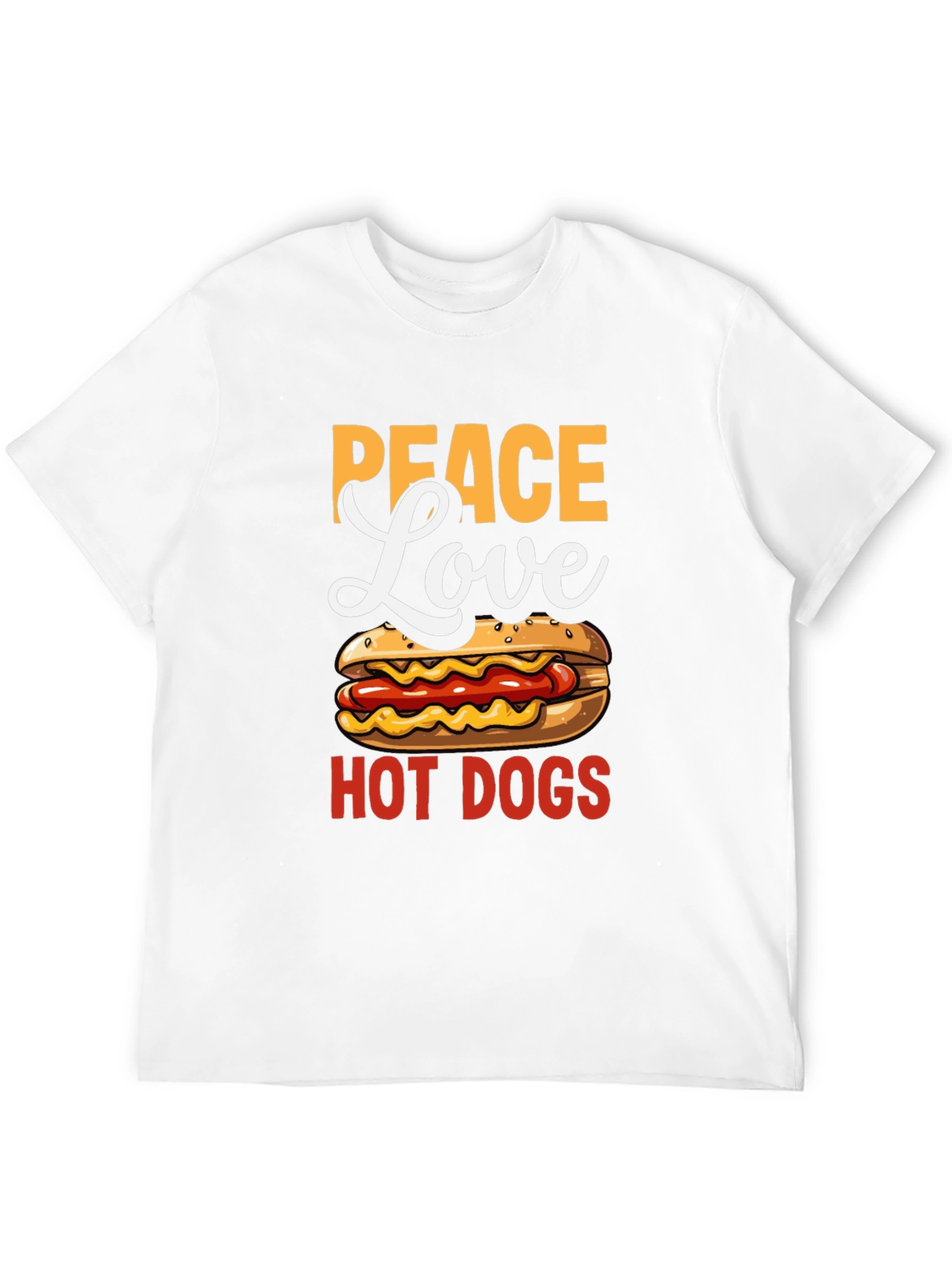 Peace Love Hot Dogs T-Shirt - Novelty Graphic Tee