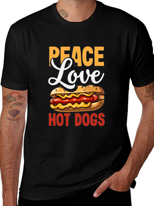 Peace Love Hot Dogs T-Shirt - Novelty Graphic Tee