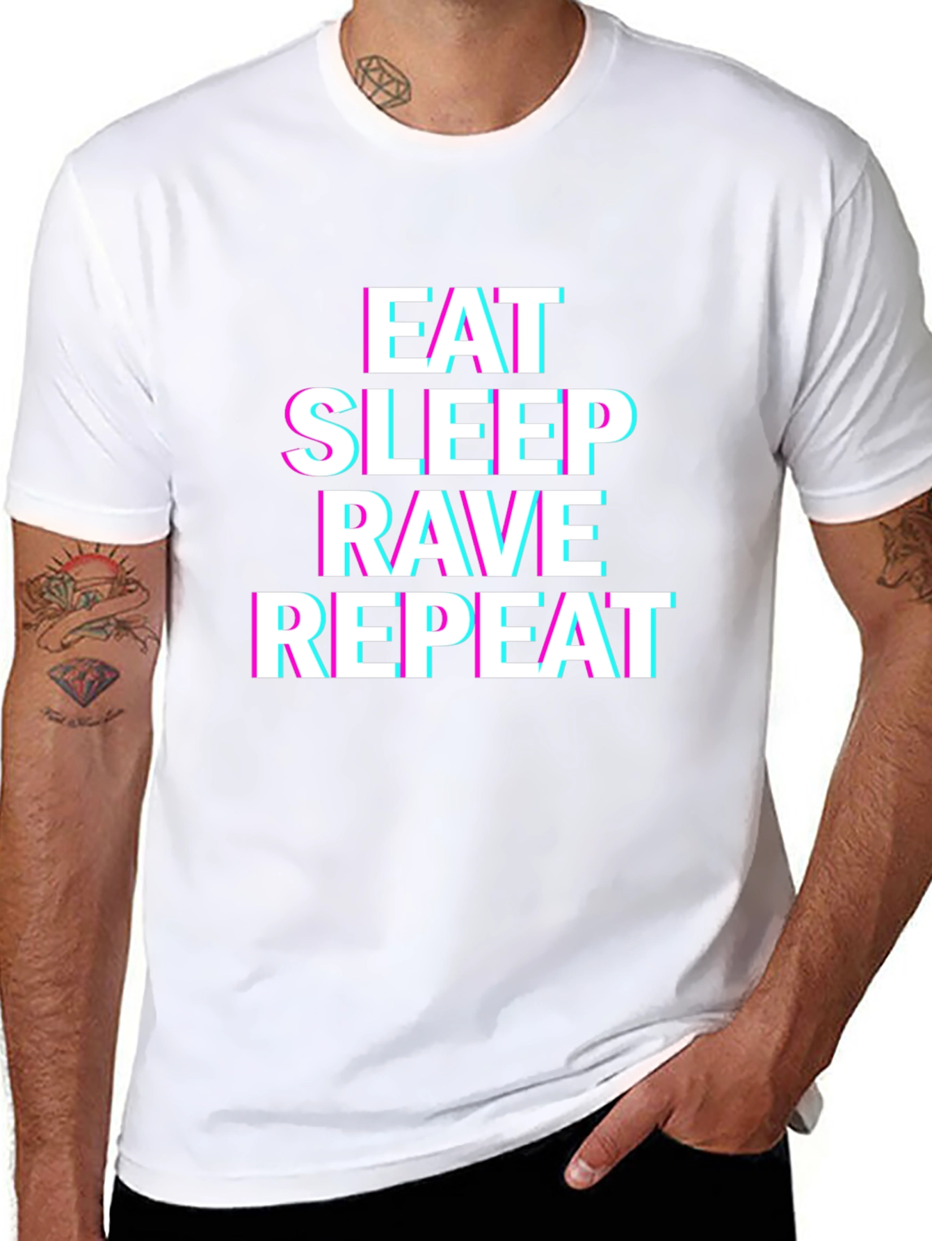 Eat Sleep Rave Repeat Black Graphic Tee