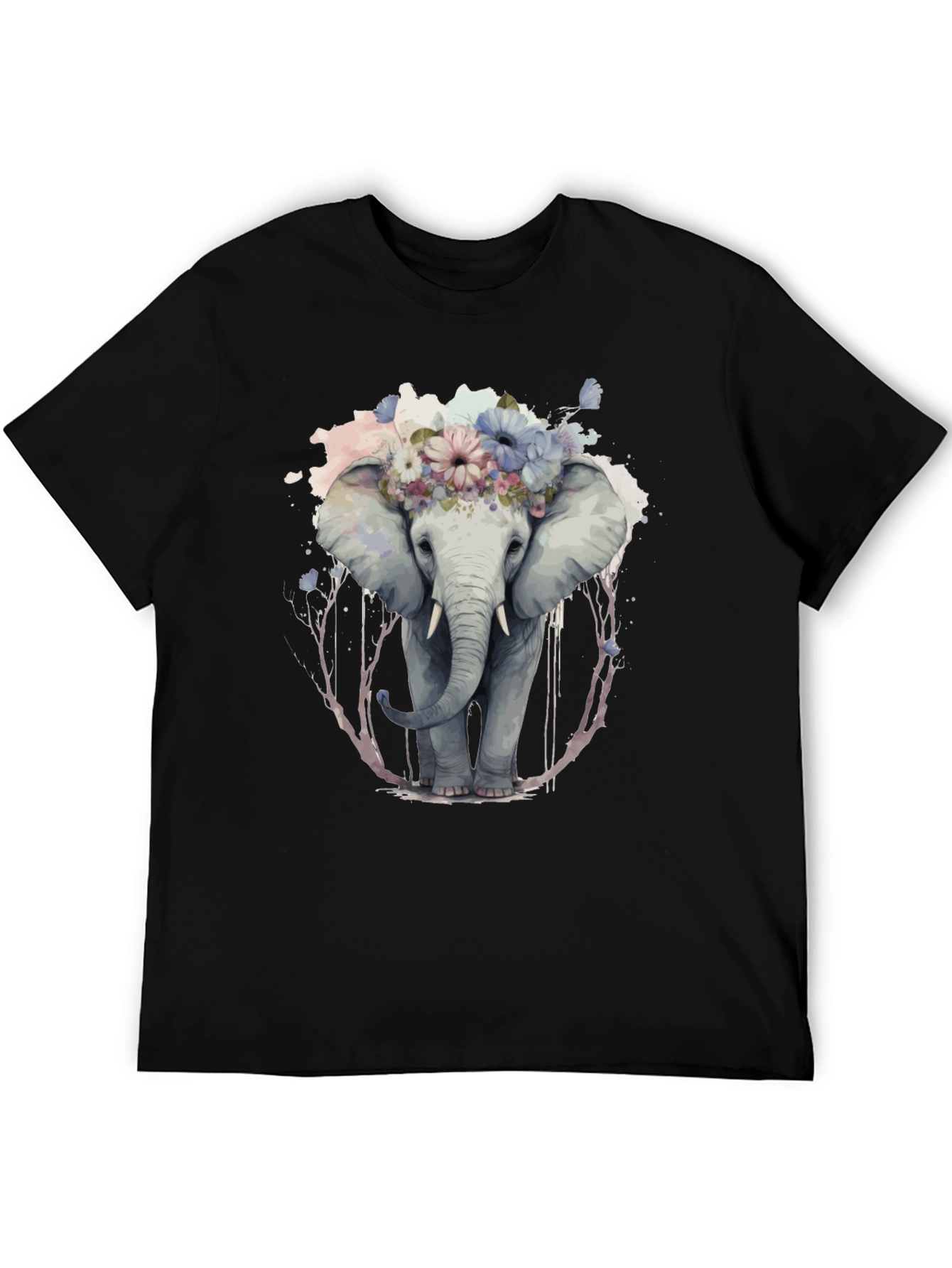 Floral Elephant Graphic Tee - Unique Animal Print