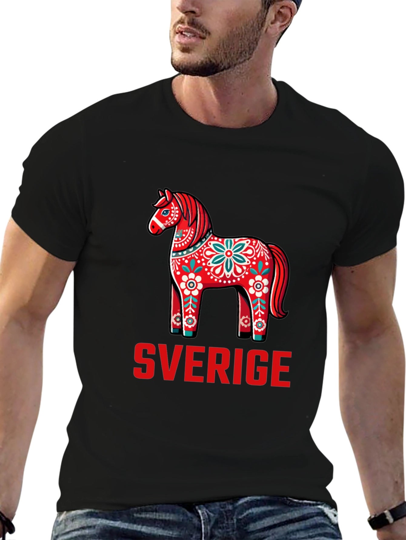 Sweden Dala Horse T-Shirt - Sverige Graphic Tee