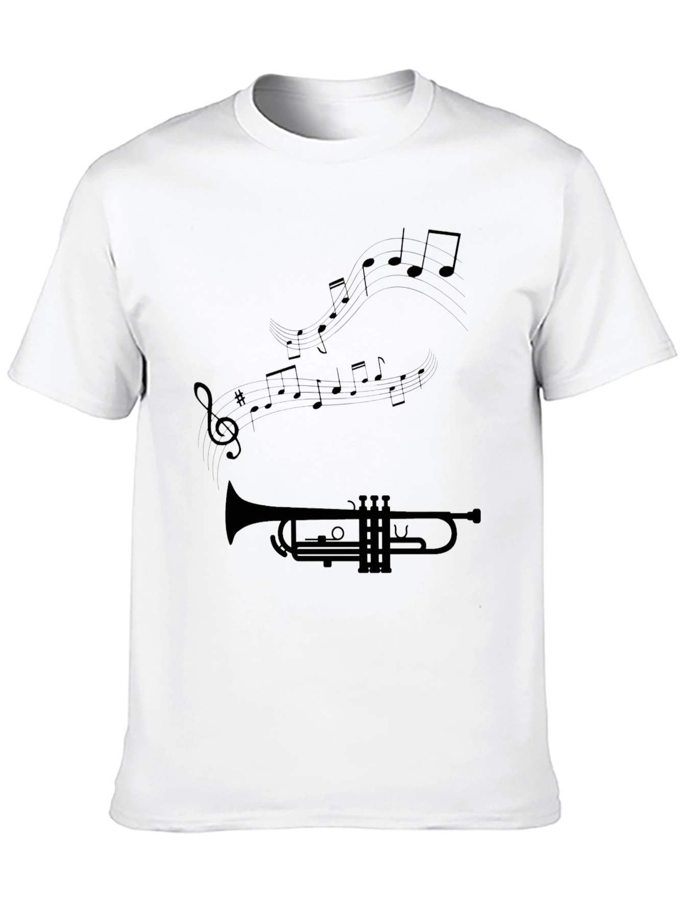 Musical Trumpet Graphic Tee - Black Cotton Blend