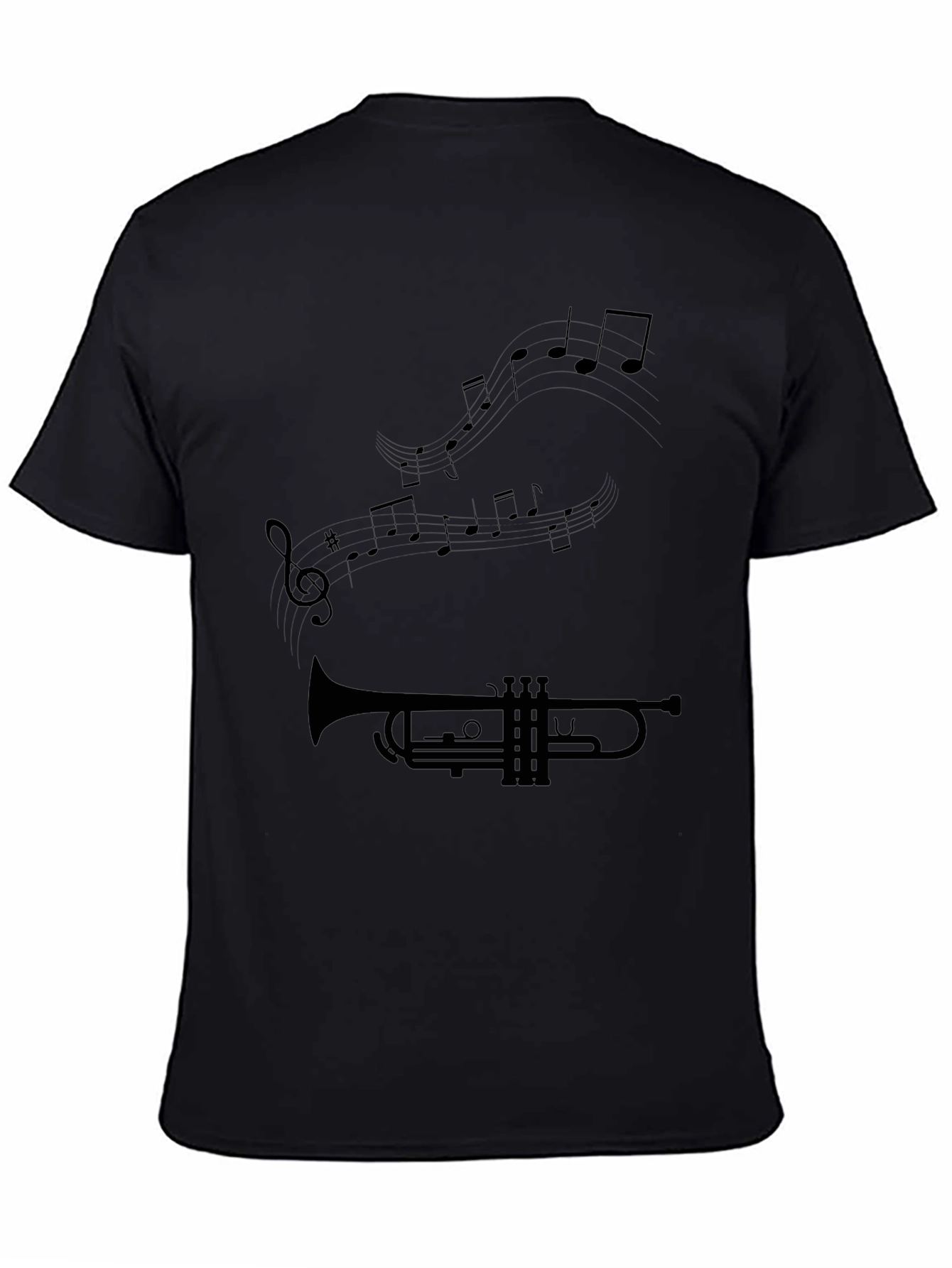 Musical Trumpet Graphic Tee - Black Cotton Blend
