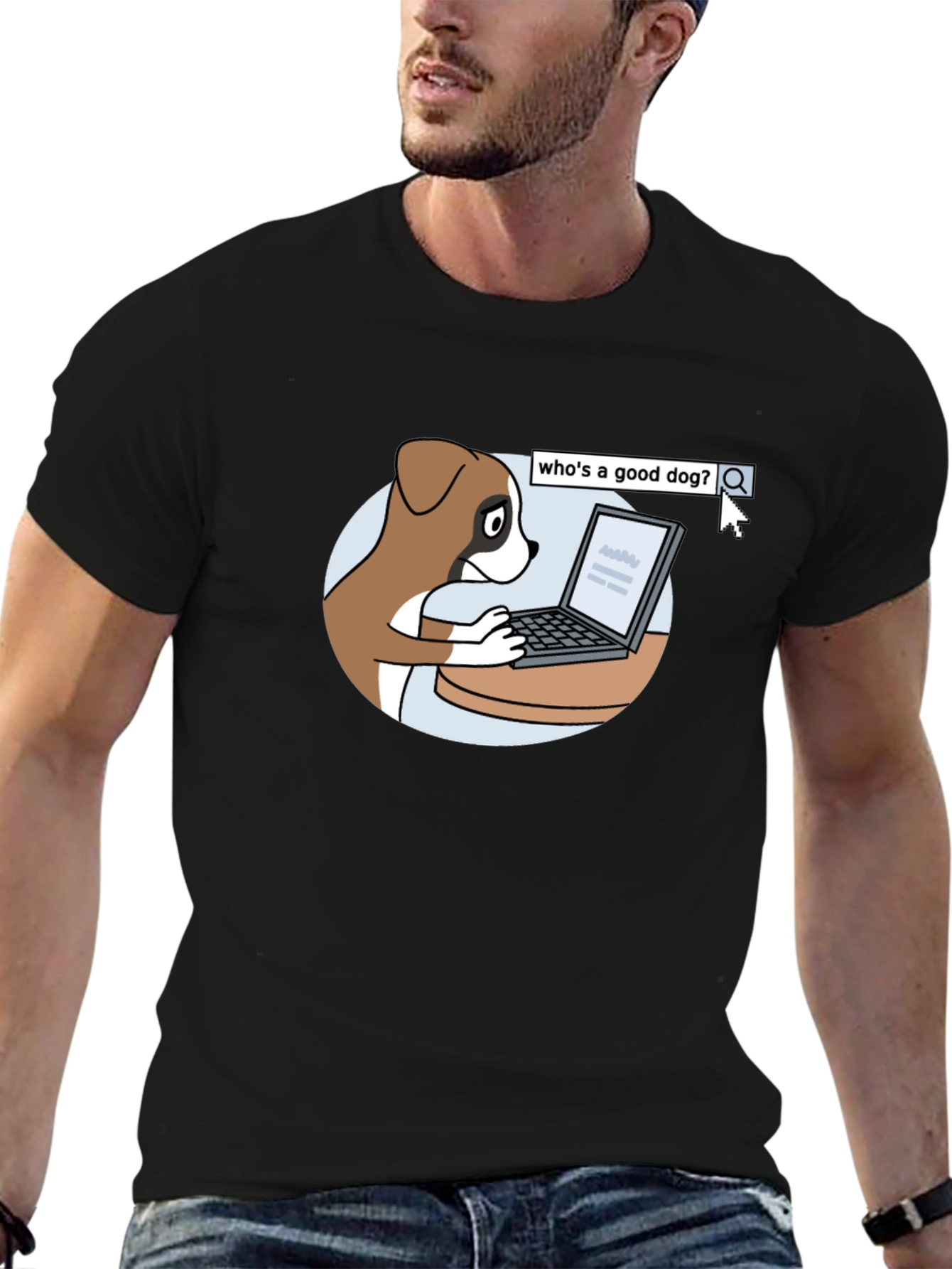 Dog on Computer T-Shirt