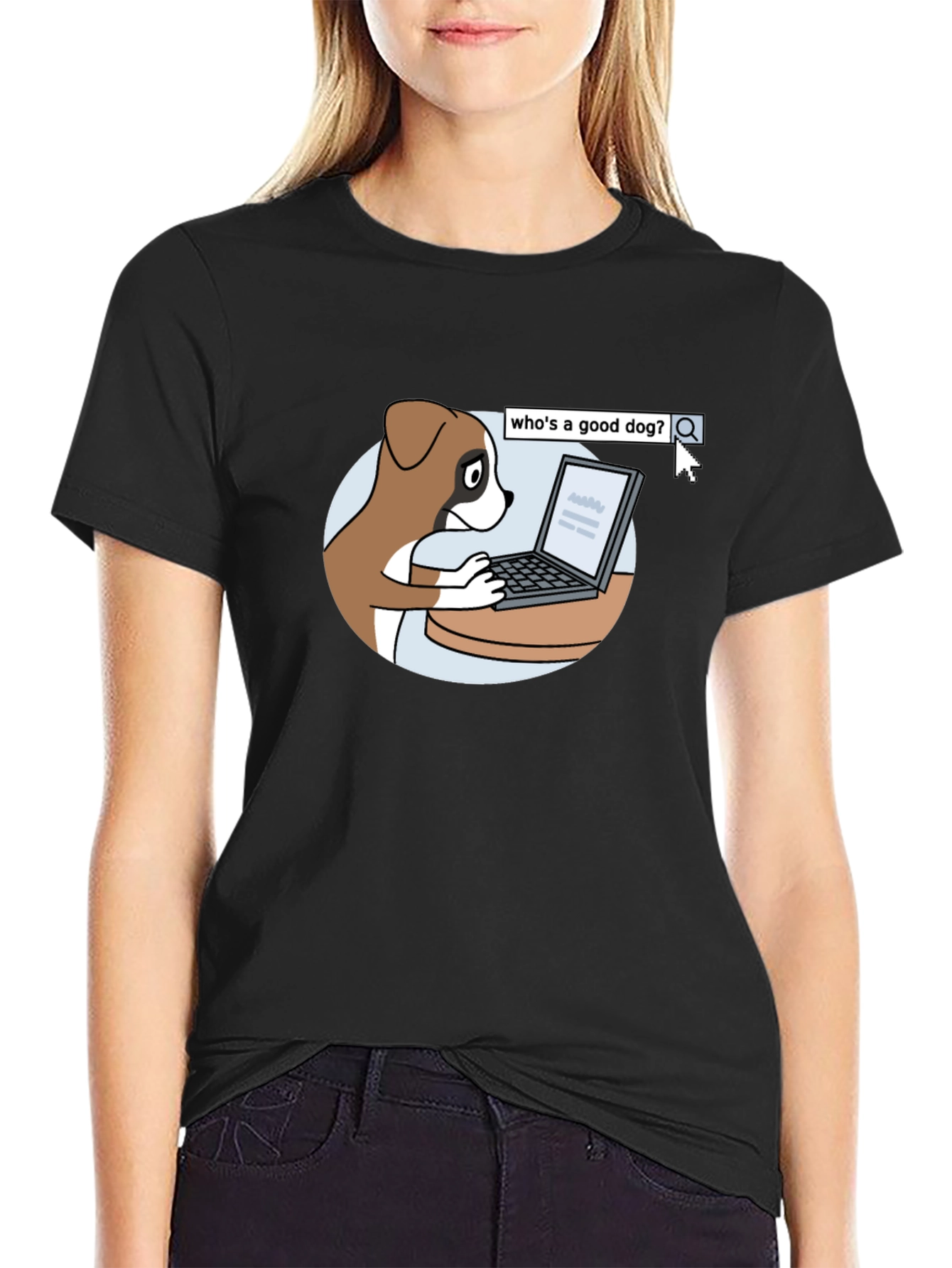 Dog on Computer T-Shirt