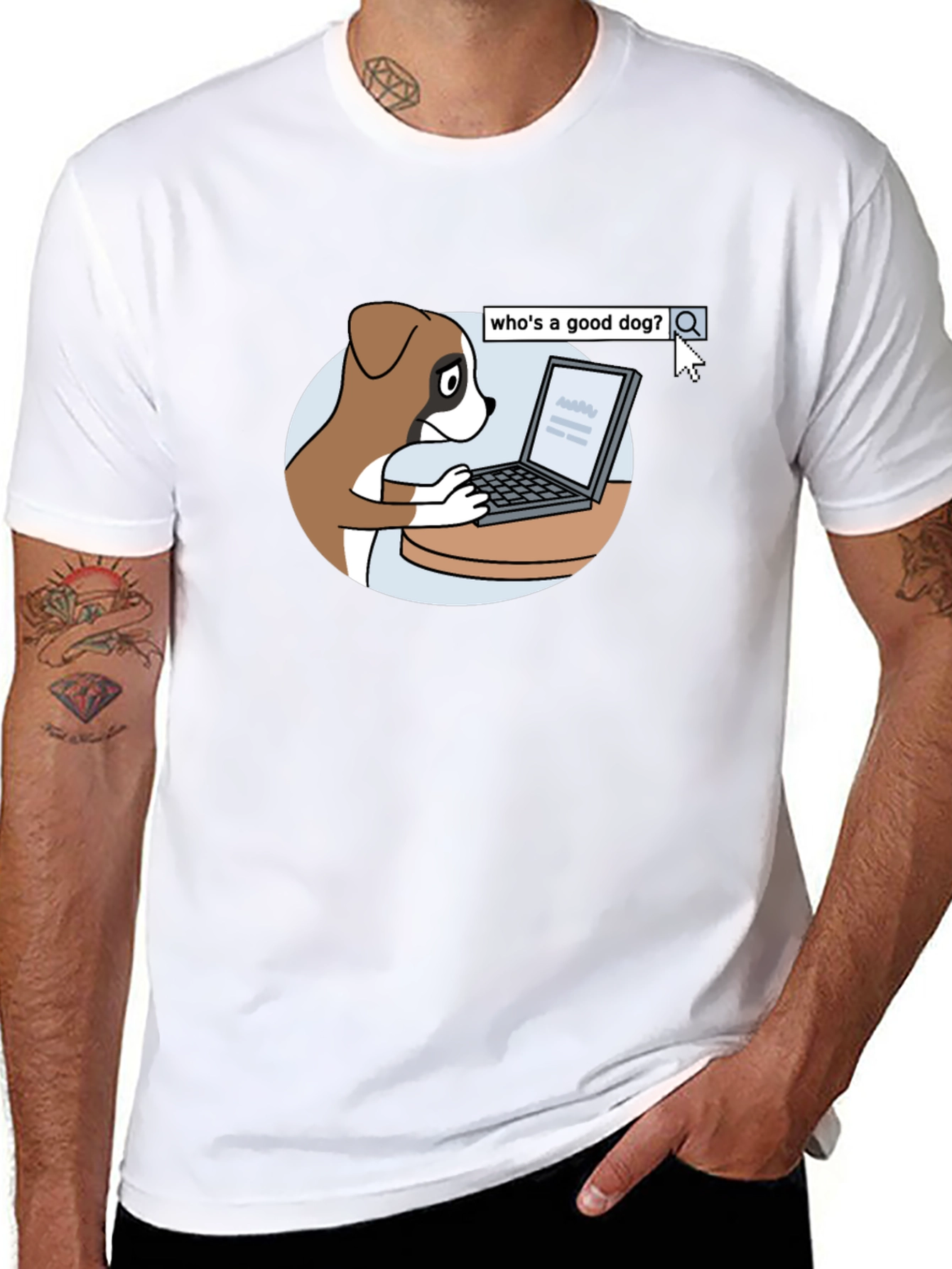 Dog on Computer T-Shirt