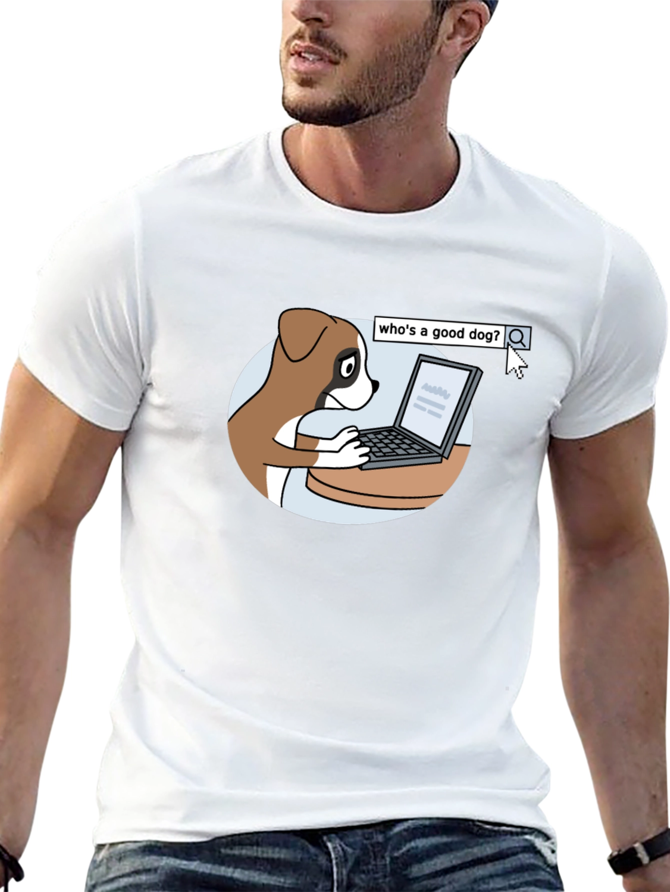 Dog on Computer T-Shirt