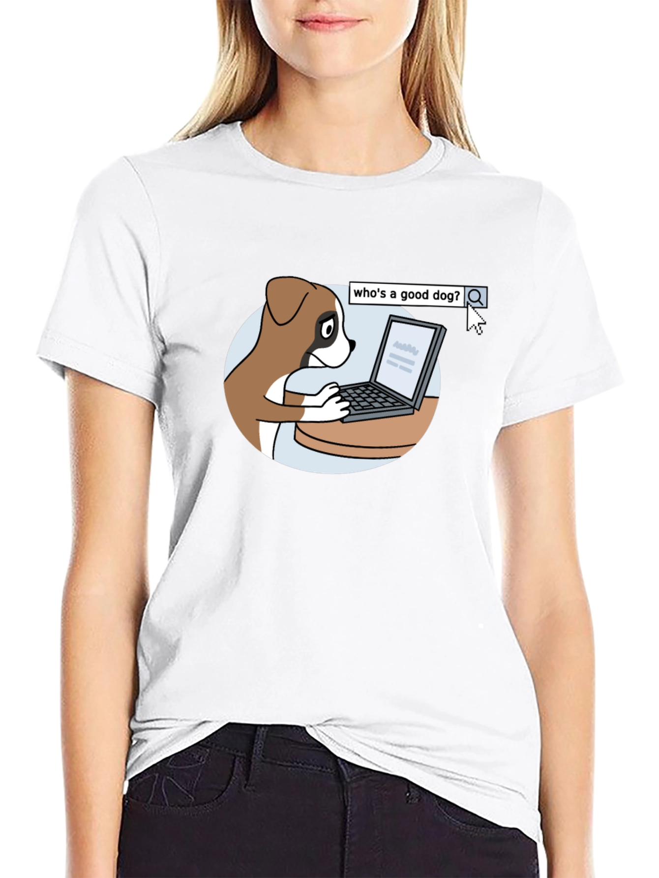 Dog on Computer T-Shirt