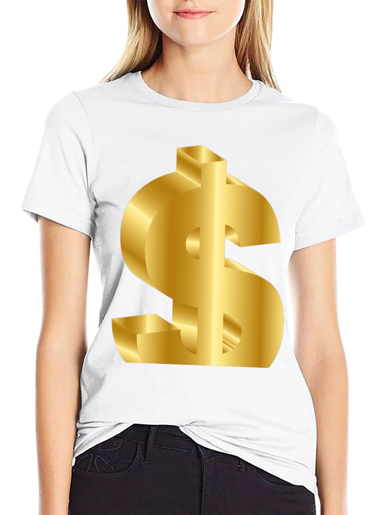 Gold Dollar Sign Graphic T-Shirt