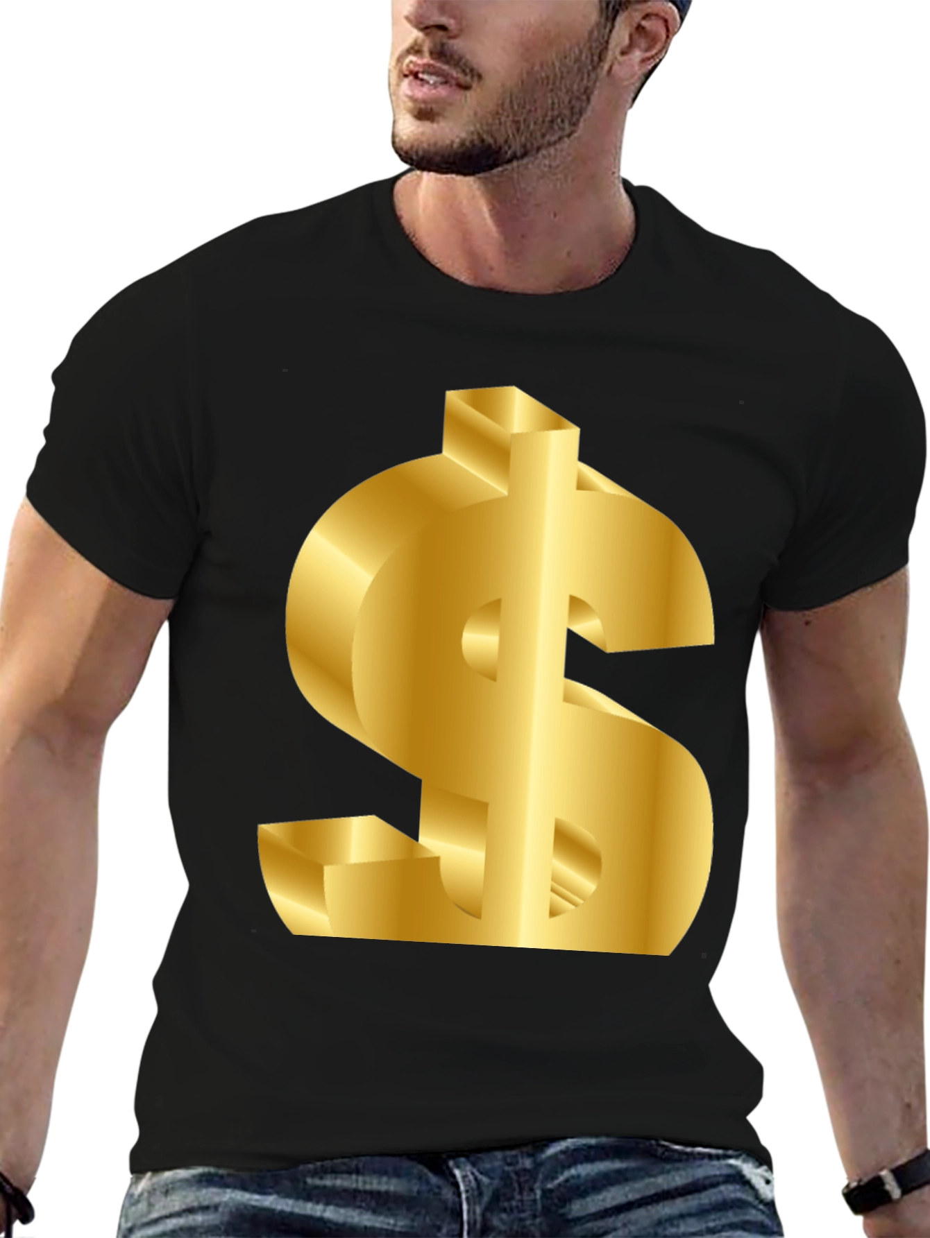 Gold Dollar Sign Graphic T-Shirt