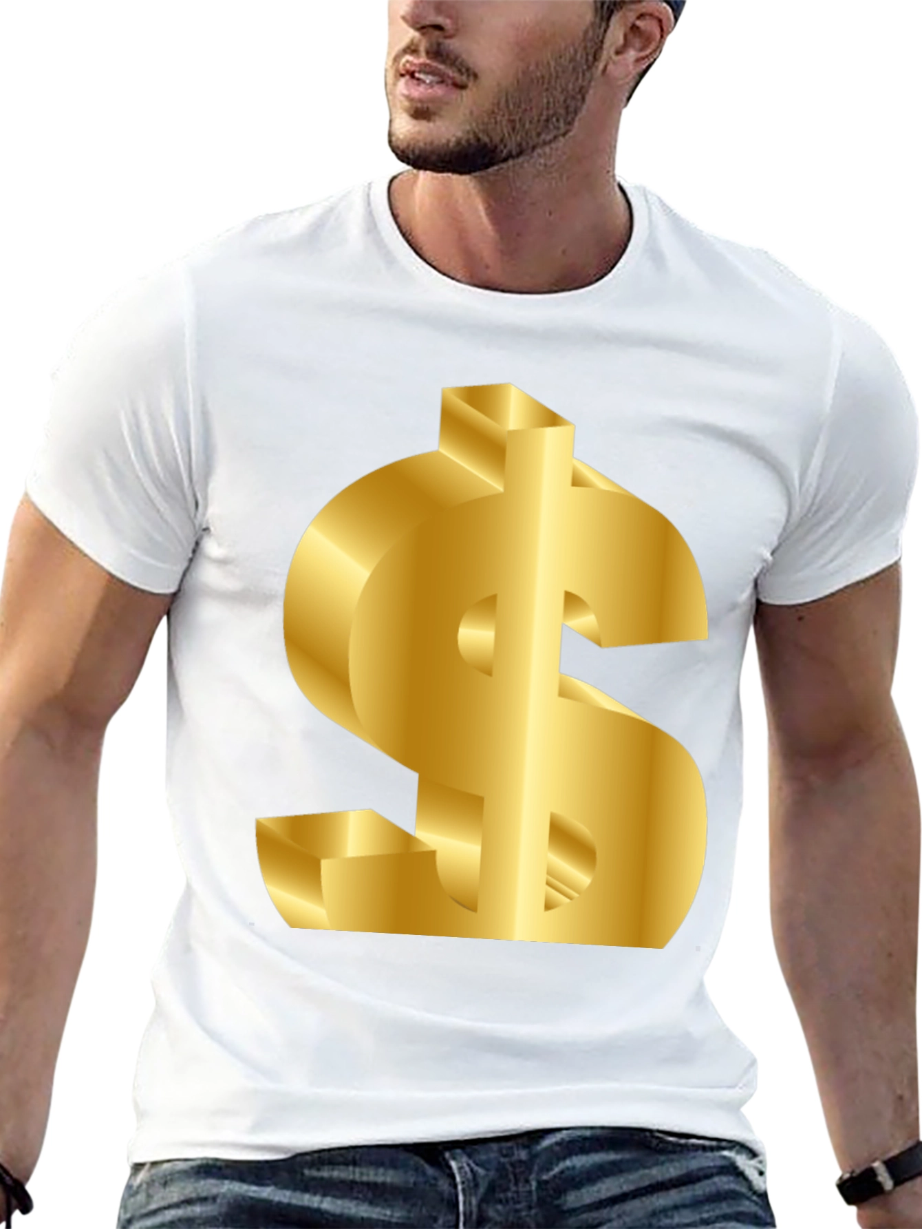Gold Dollar Sign Graphic T-Shirt
