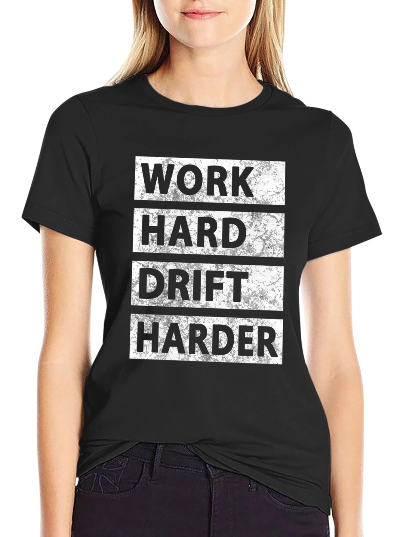 Work Hard Drift Harder Mens Black T-Shirt