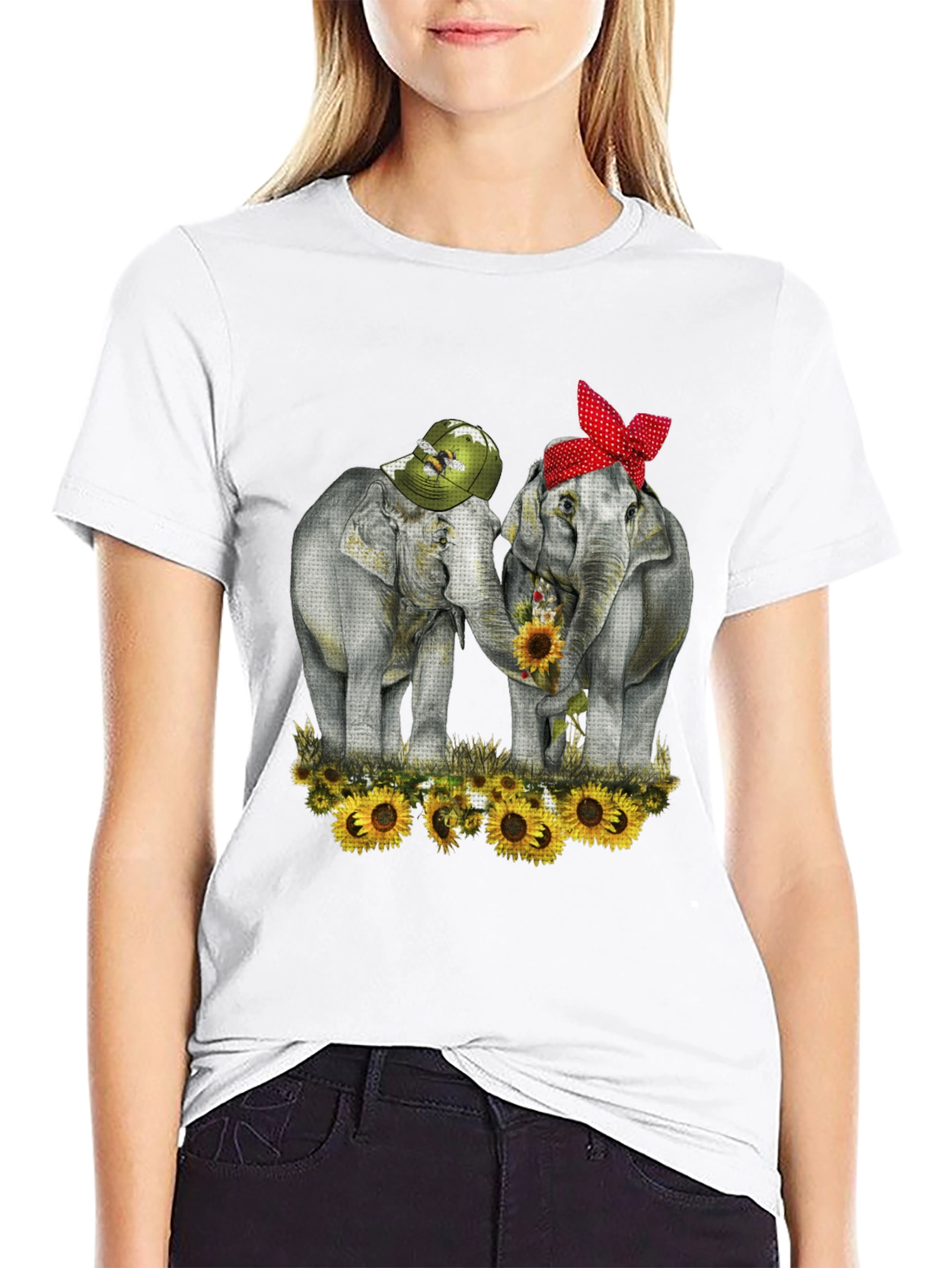 Elephant Sunflower Graphic Tee