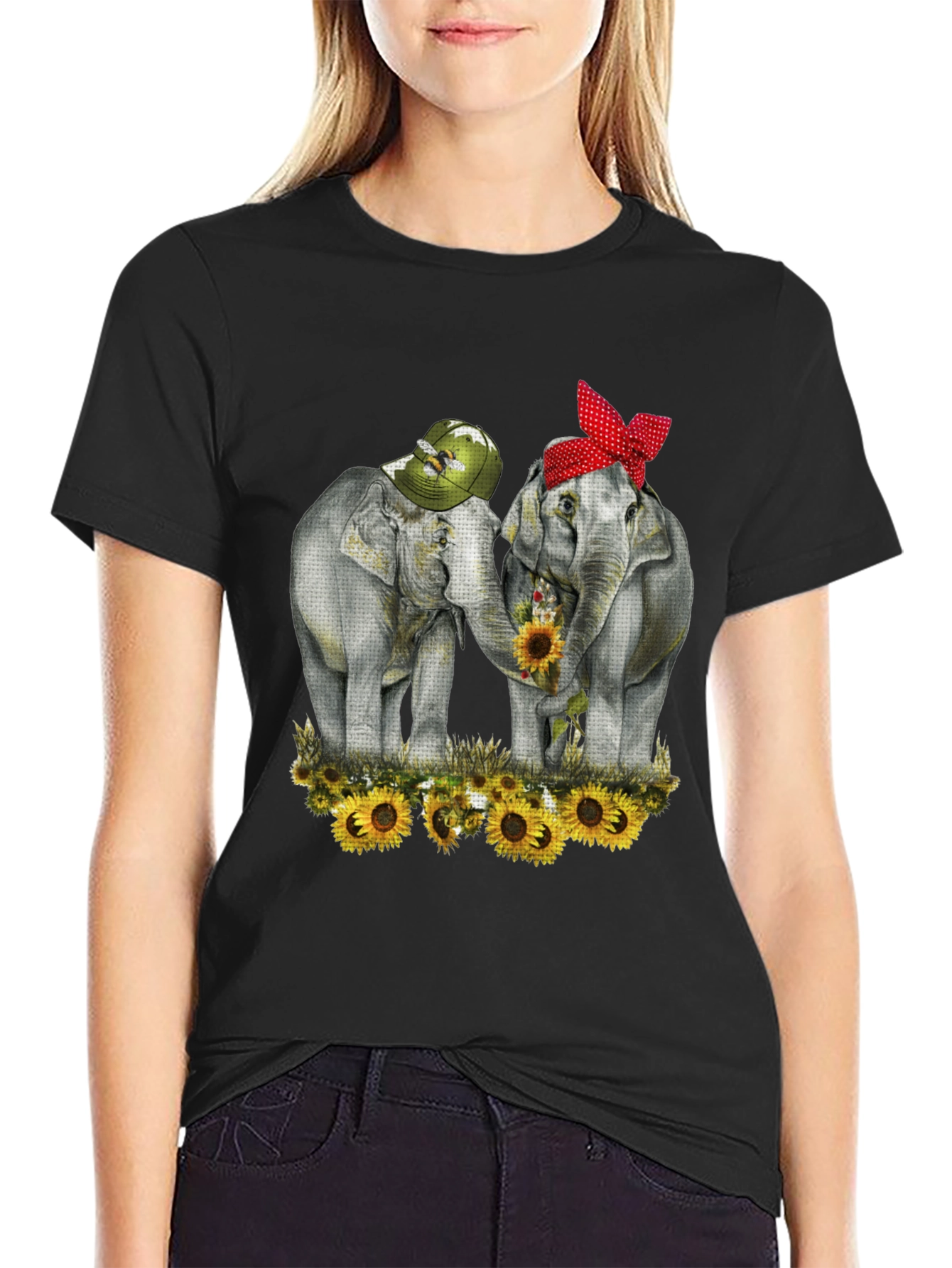 Elephant Sunflower Graphic Tee