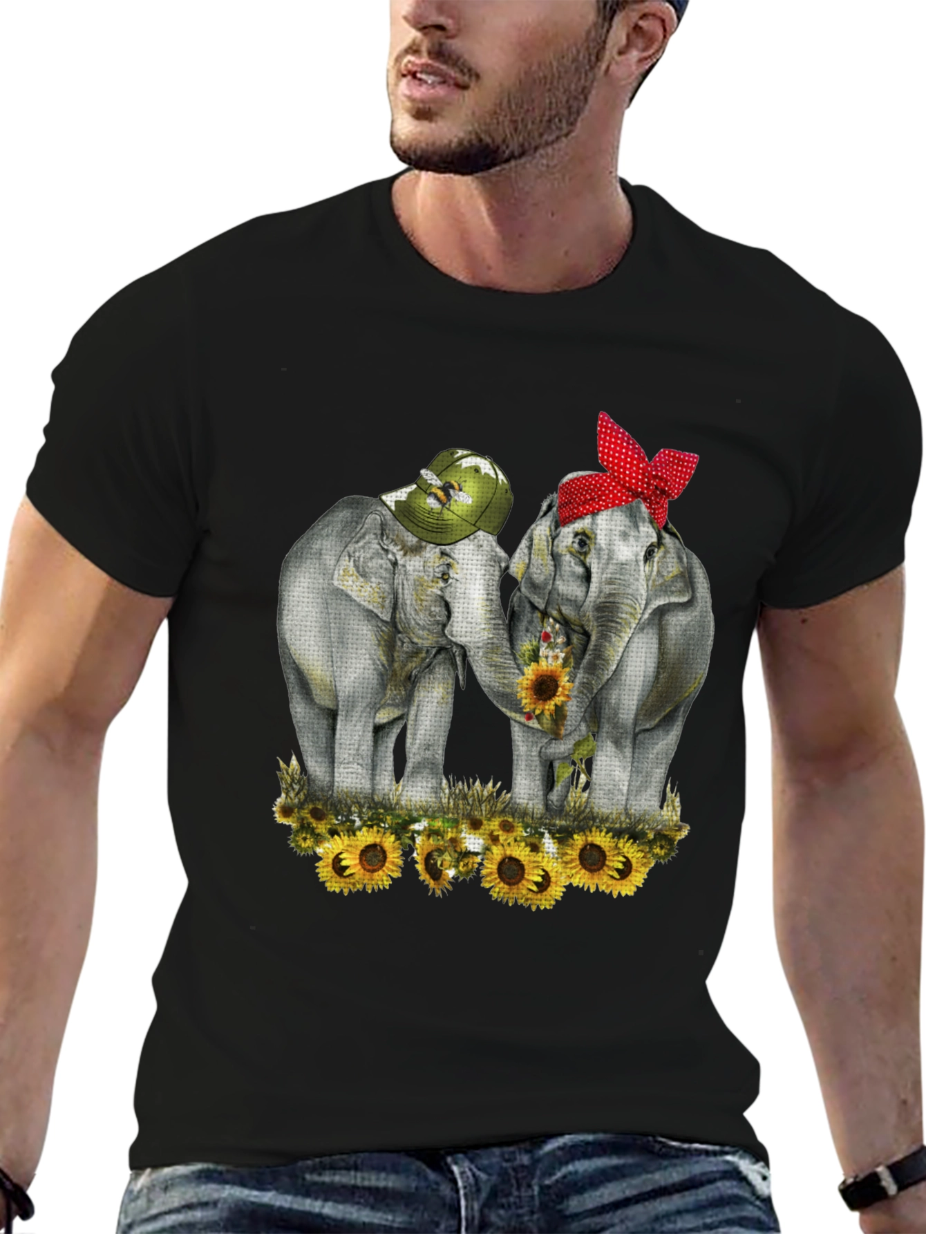 Elephant Sunflower Graphic Tee