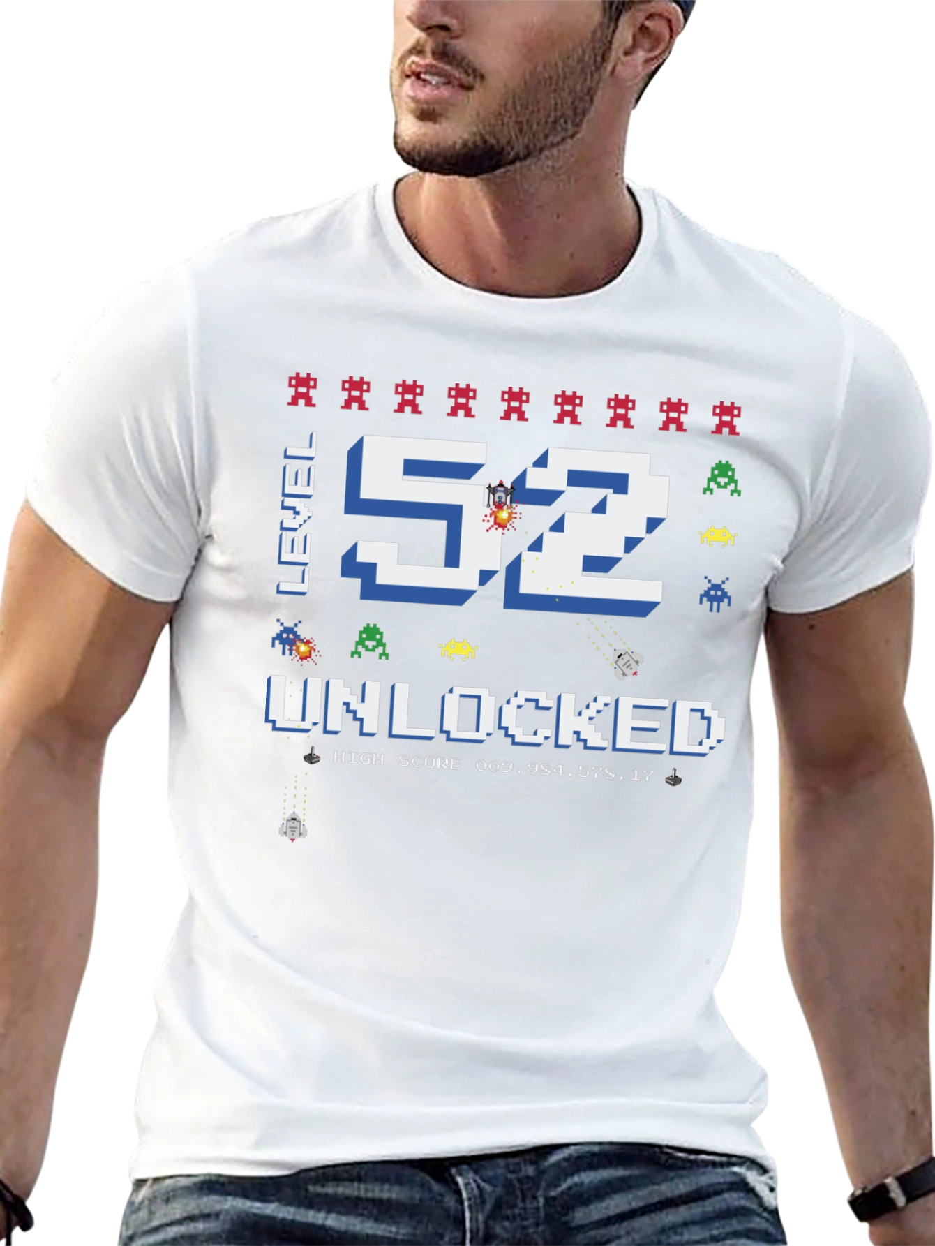 Level 52 Unlocked T-Shirt: Retro Gaming Birthday Tee